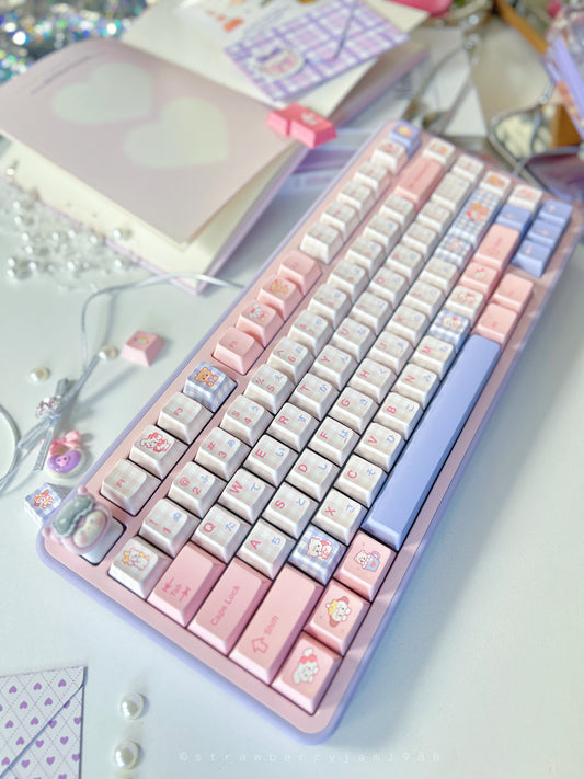 ONLY 1 Instock Prebuilt Aluminum Customized Mechanical Keyboard FF75 PINK PURPLE SET（not including num pad）