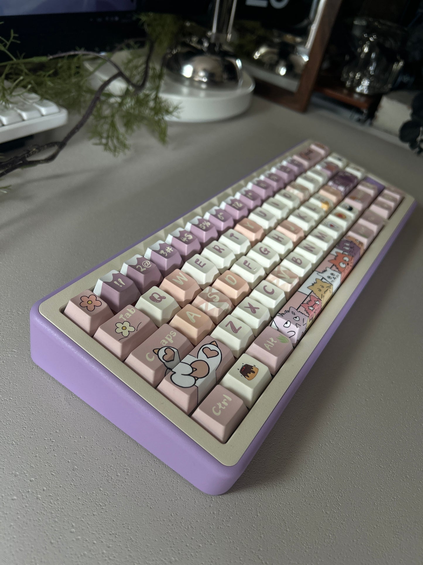 ONLY 1 Instock Prebuilt Aluminum Customized Mechanical Keyboard Rose65 Purple Creamy Thocky Set