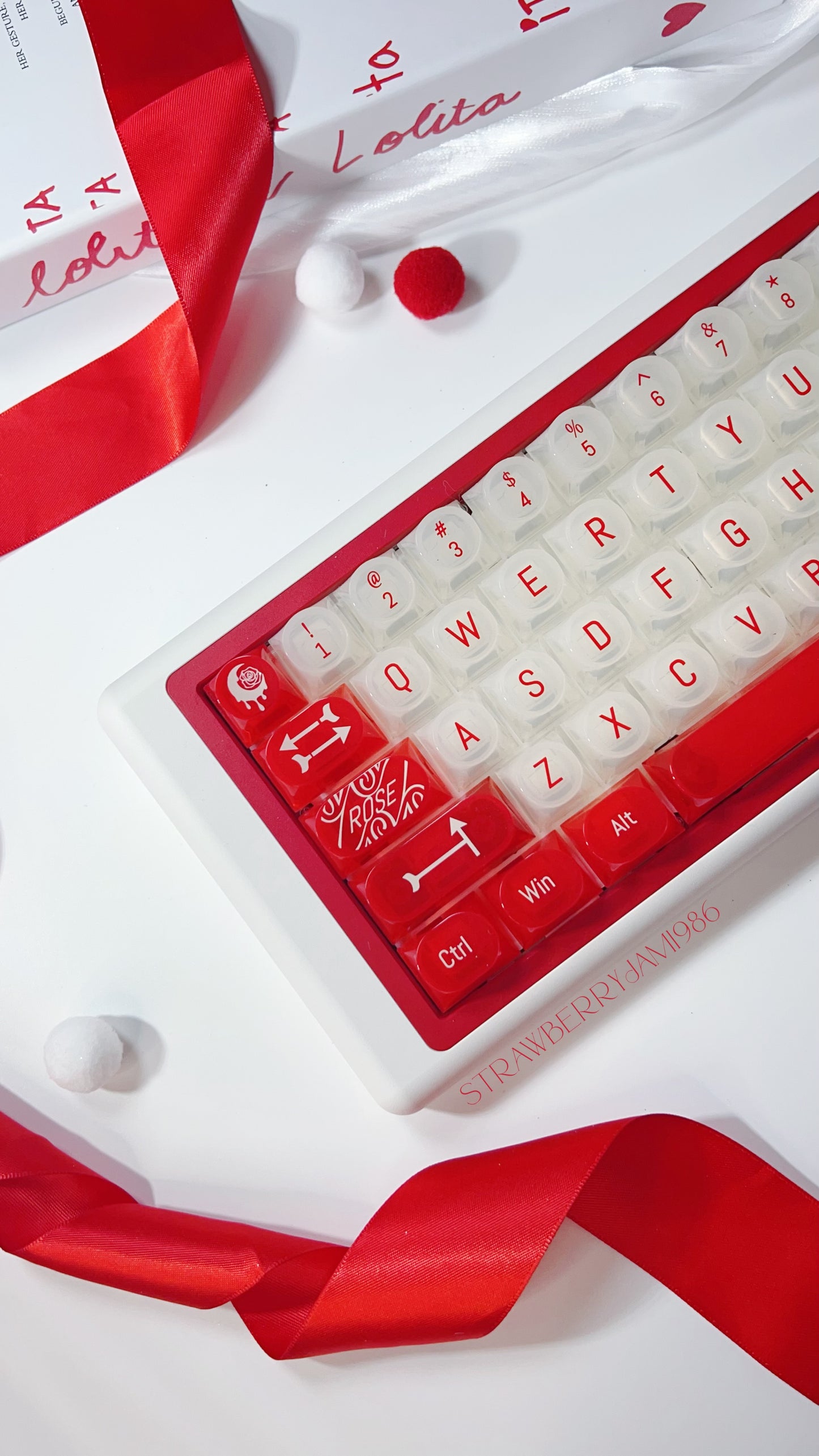 【Only 1 In-stock】Prebuilt Meow65 White Red Aluminum Customized Mechanical Keyboard