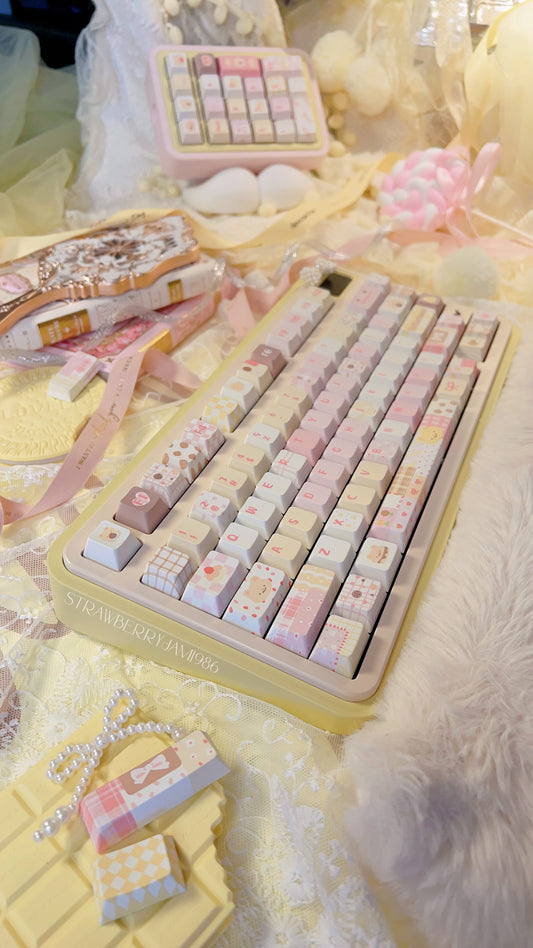 Preorder Prebuilt Rich75 Cream Yellow Aluminum Customized Mechanical Keyboard ➕loveletter number pad