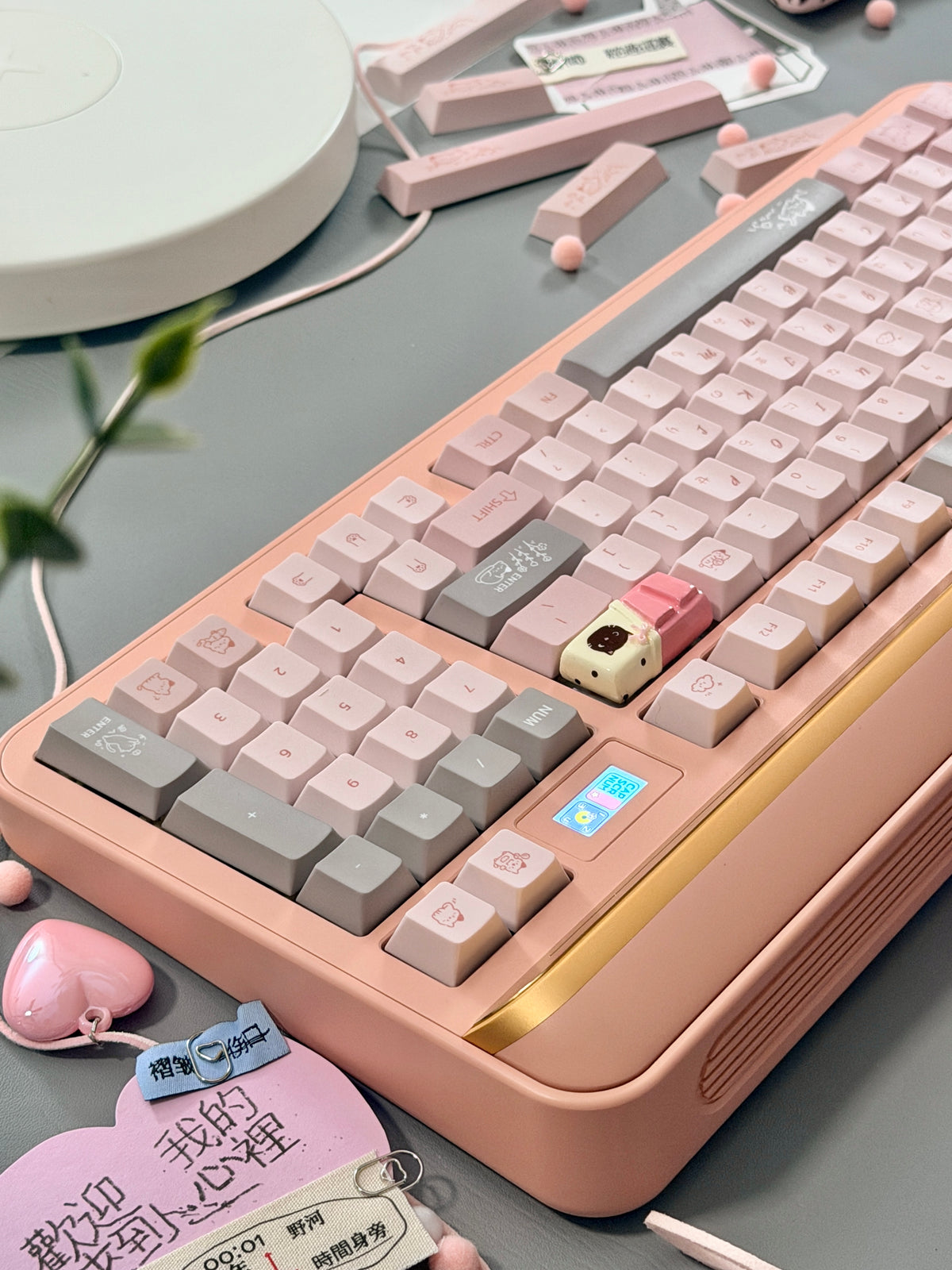 ONLY 1 Instock Prebuilt Aluminum Custom Mechanical Keyboard Targa98 Pink Set