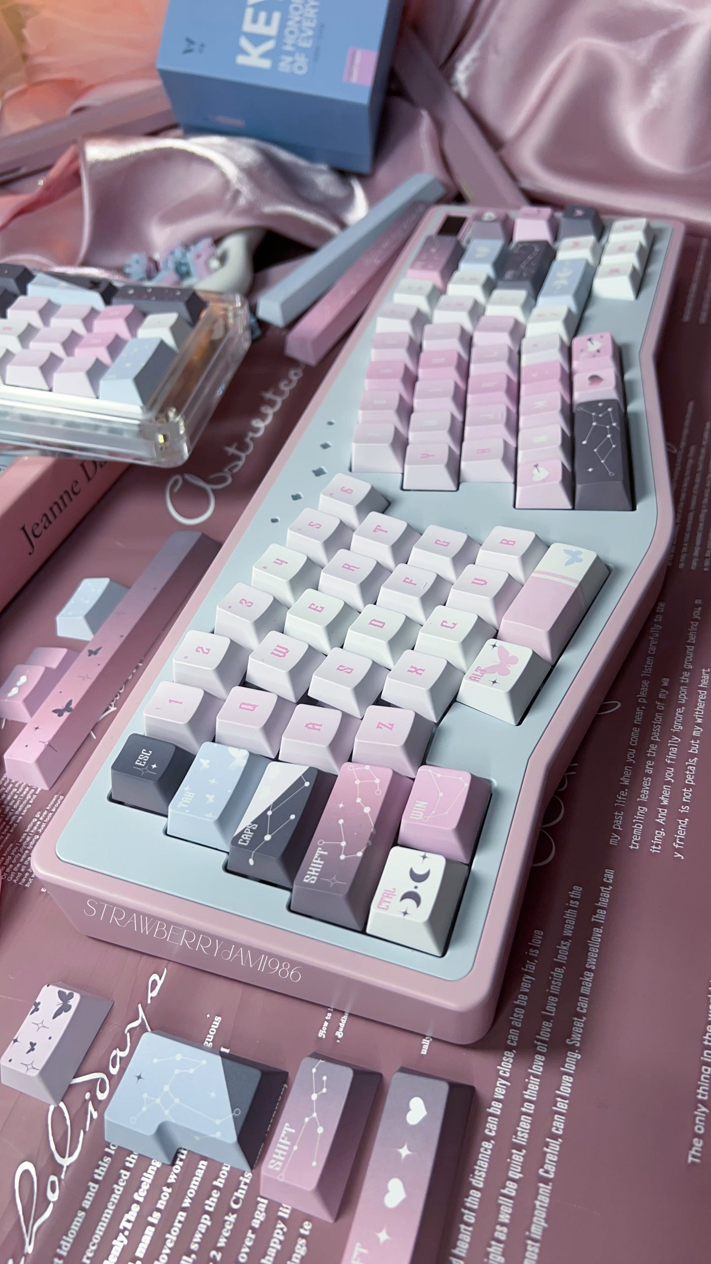 092 Star Fluctuation Gray Pink Gradual Change Advanced Sense Cherry Profile Keycap