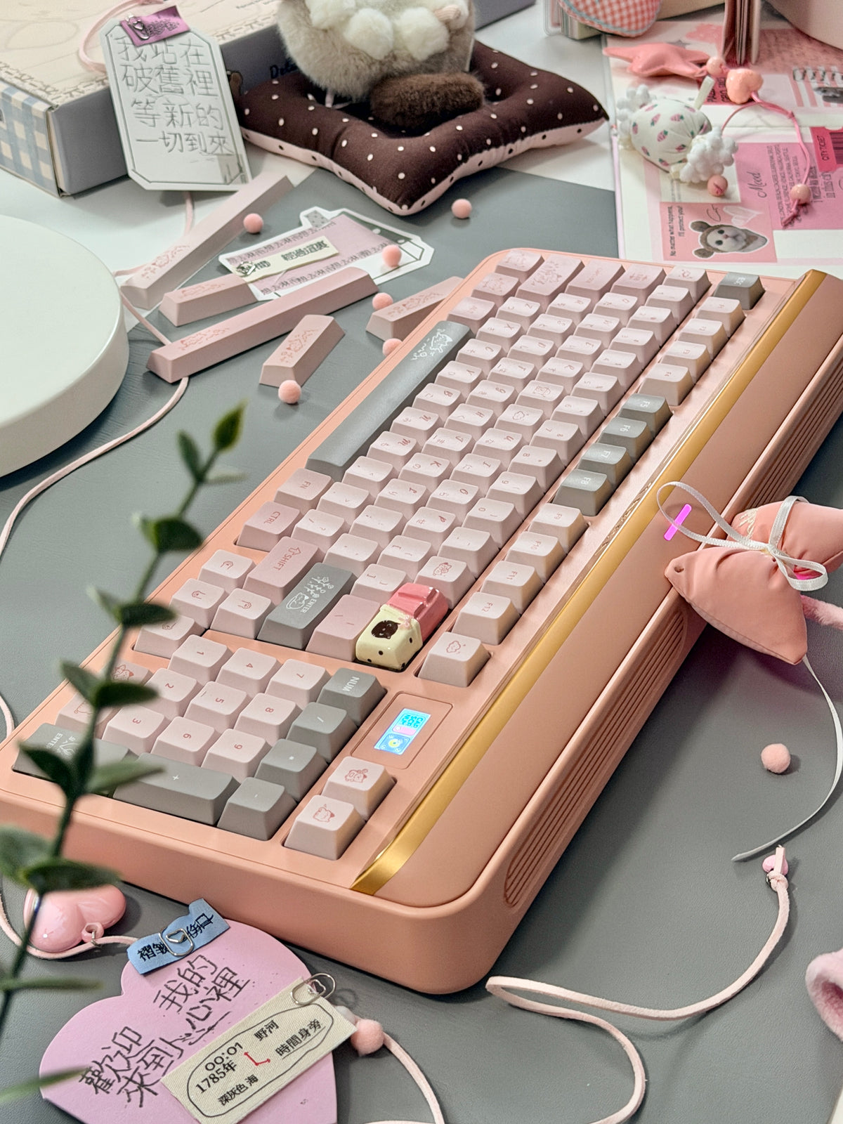 ONLY 1 Instock Prebuilt Aluminum Custom Mechanical Keyboard Targa98 Pink Set