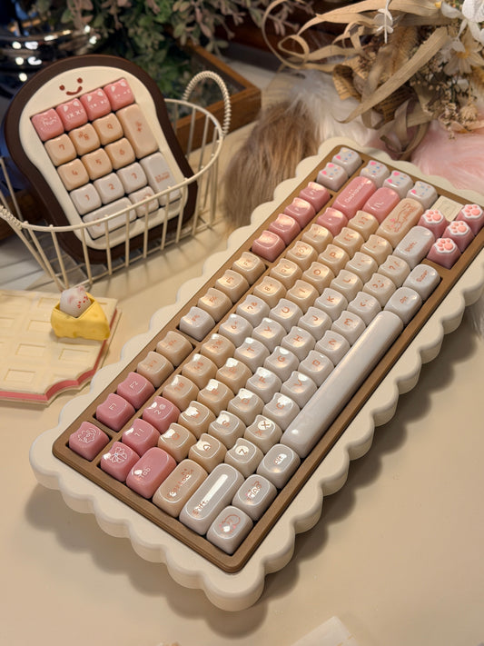 ONLY 1 Instock Prebuilt Aluminum Custom Mechanical Keyboard Cookie75 & Toast Pad Set