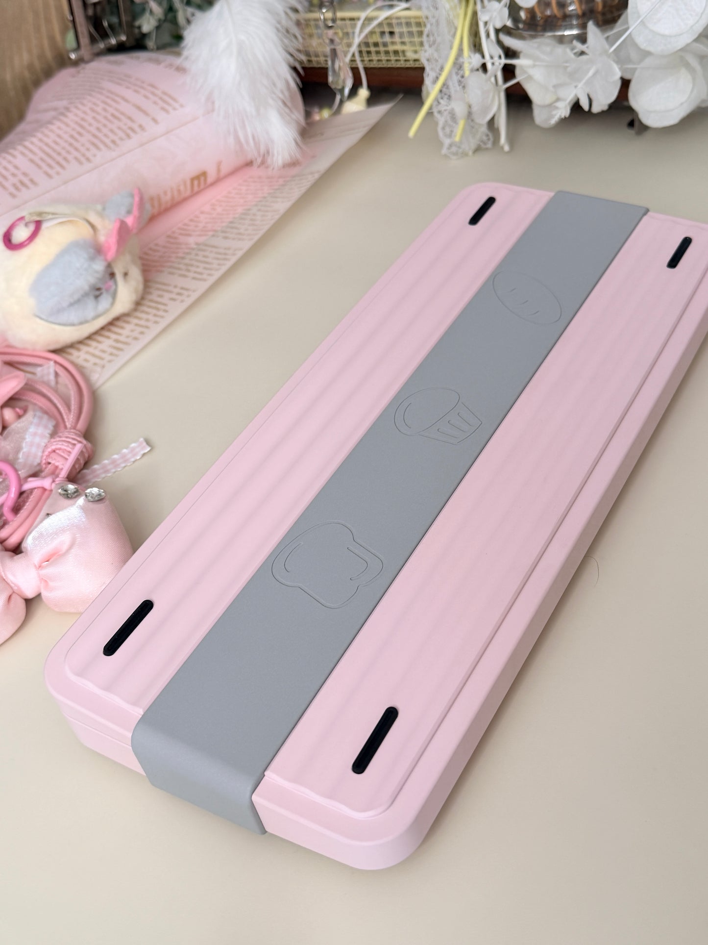 ONLY 1 Instock Prebuilt Aluminum Customized Mechanical Keyboard Bread75 Pale Pink Set