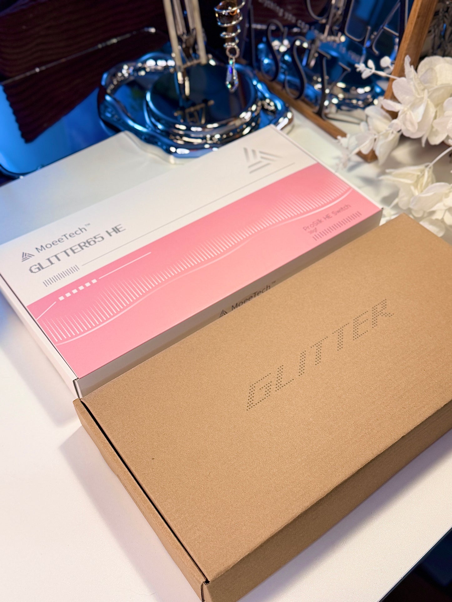 Unboxing For SALEs moeetech GLITTER65 HE (ProSilk HE) Magnetic Switch Keyboard Orange Peach With Bag R2