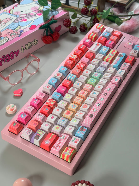 Unboxing Clearance ONLY 1 Instock Prebuilt Galaxy80 Pink Aluminum Customized Mechanical Keyboard + Kitty keycap Set