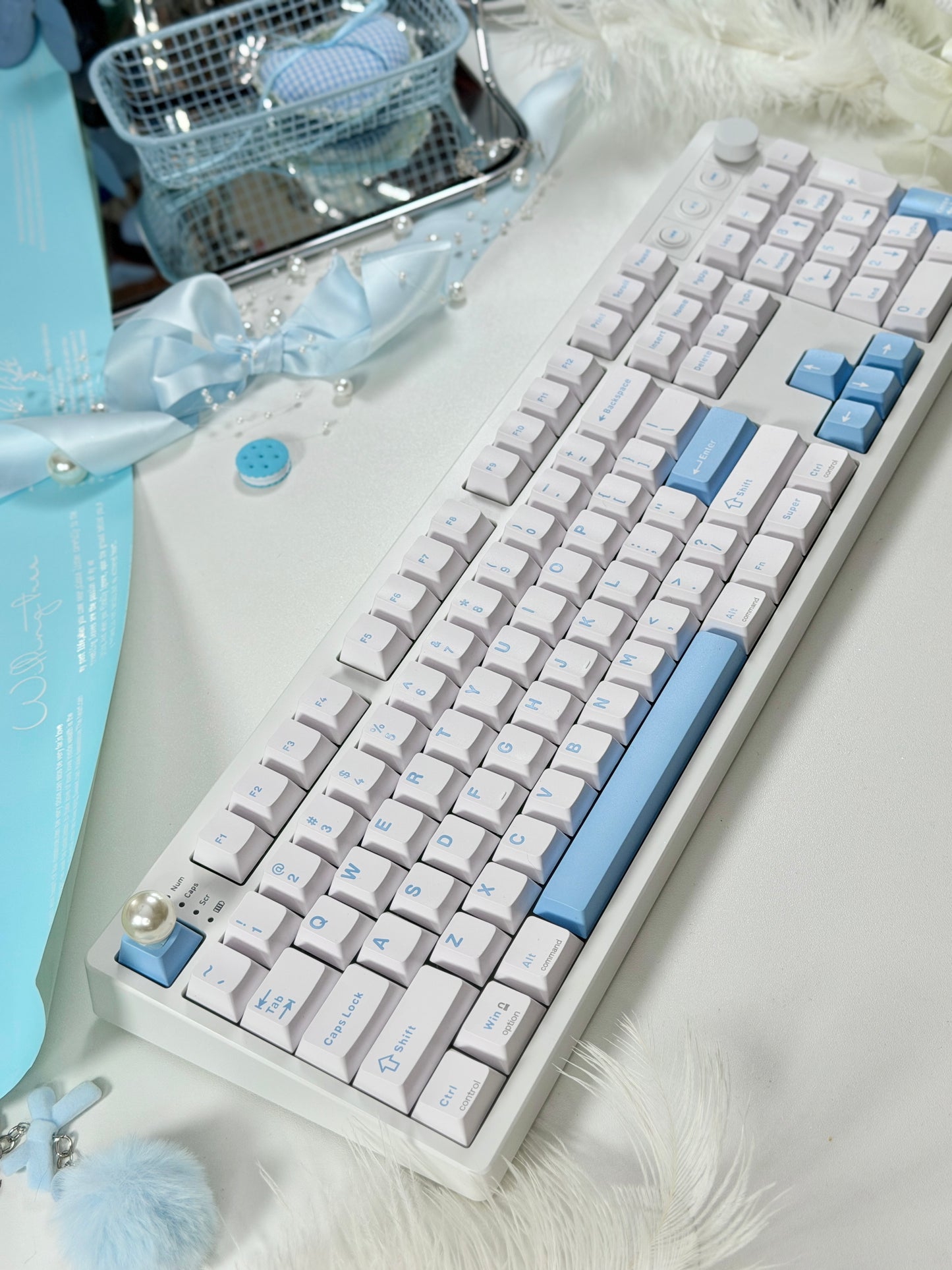 Unboxing For SALEs Mechlands Vibe108 Silent Switch Mechanical Keyboard White Blue