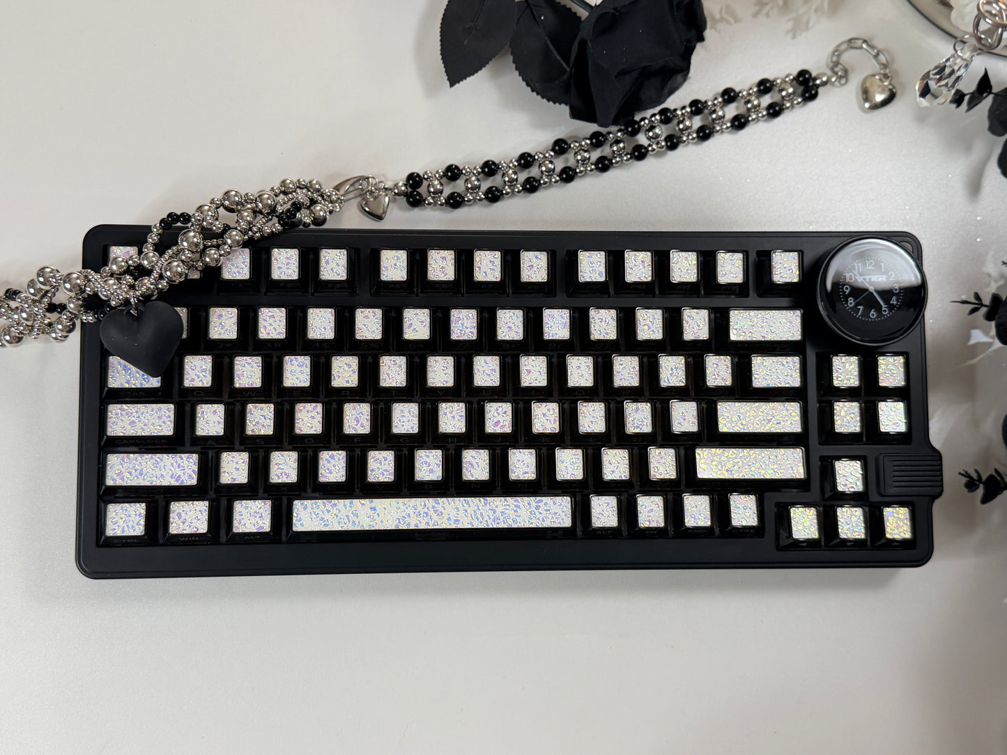 Unboxing Clearance ONLY 1 Instock Prebuilt Aluminum Custom Mechanical Keyboard Feker K75(Vter K75)Black Set ➕ Coated Lacquer White-Mixed Keycaps
