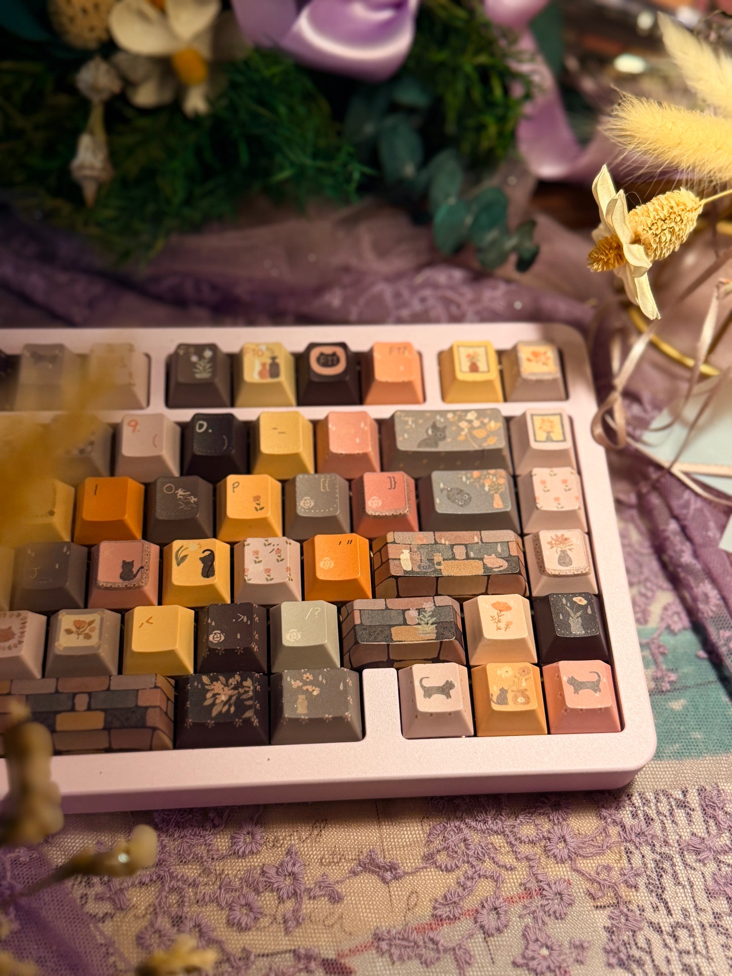 ONLY 1 Instock Prebuilt Aluminum Customized Mechanical Keyboard DBP75 Purple Creamy Keyboard Set