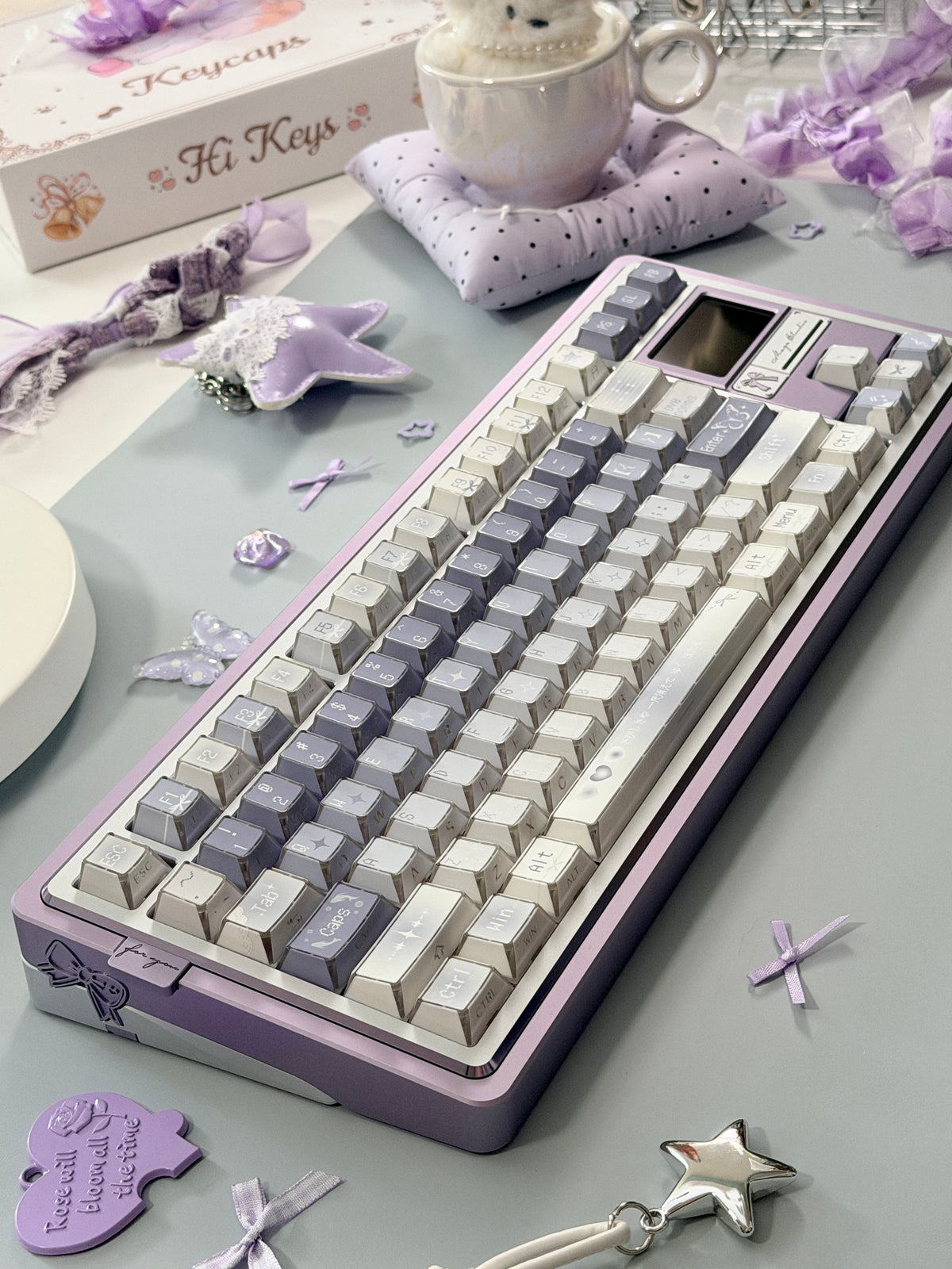 #0304 Lavender Butterfly Dream Keycaps | Pastel Blue Purple Fairycore Mechanical Keyboard Keycaps