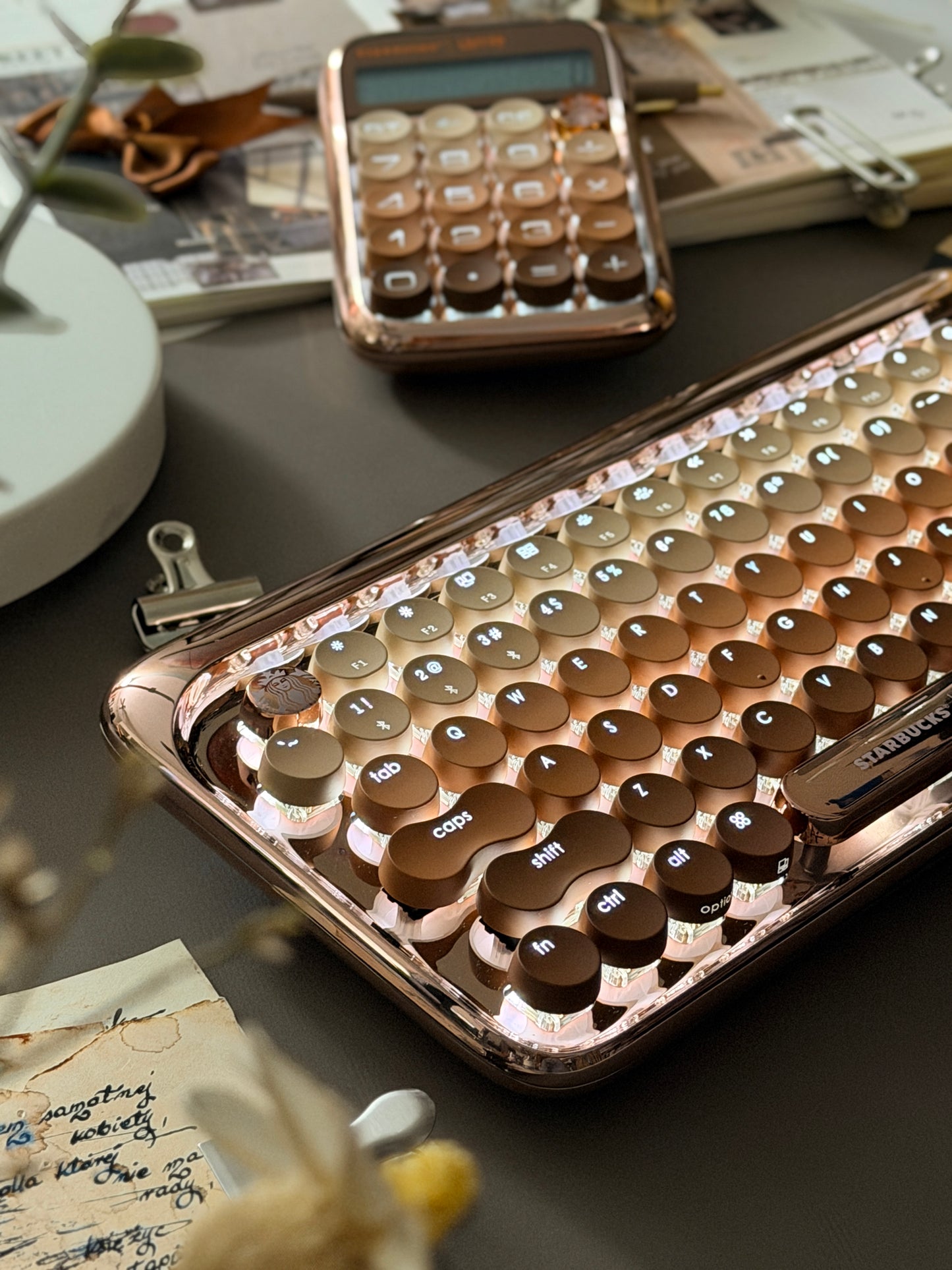Lofree DOT Coffee Theme Mechanical Keyboard Set For Windows/Mac Tablet Office Bluetooth