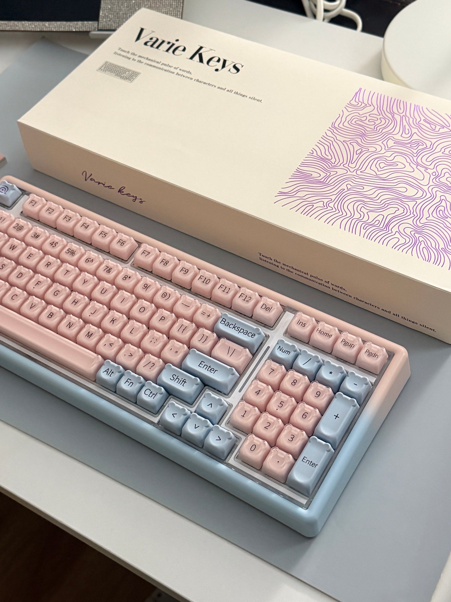 Unboxing Sample For Sales ONLY 1 Instock ainbell base99 pale pink Blue Bear RGB Backlit wireless mechanical keyboard