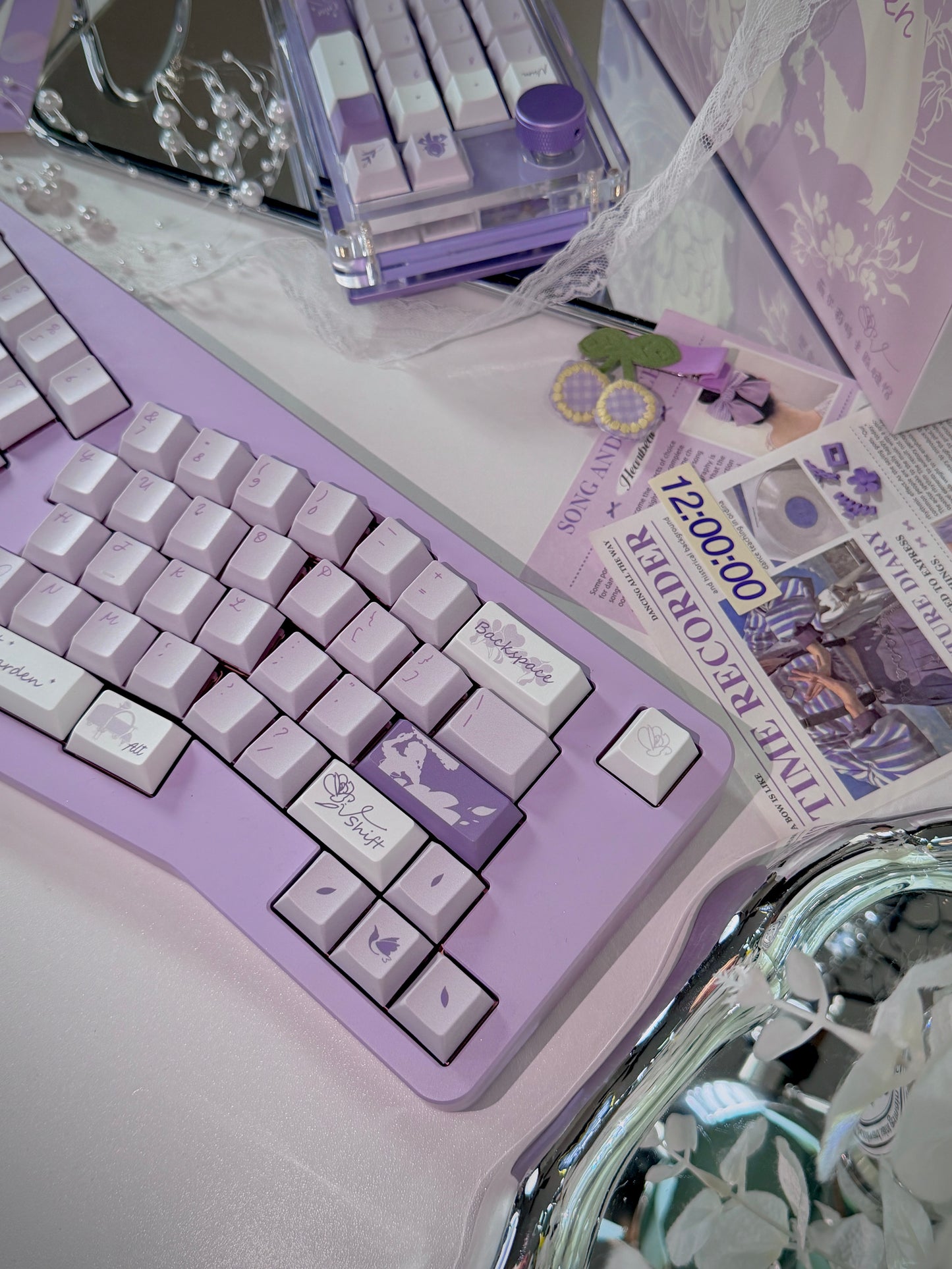 ONLY 1 Instock Prebuilt Aluminum Customized Mechanical Keyboard DIMIALICE Ergonomic Pastel Purple Keyboard Set(not including the KiiBOOM number pad)