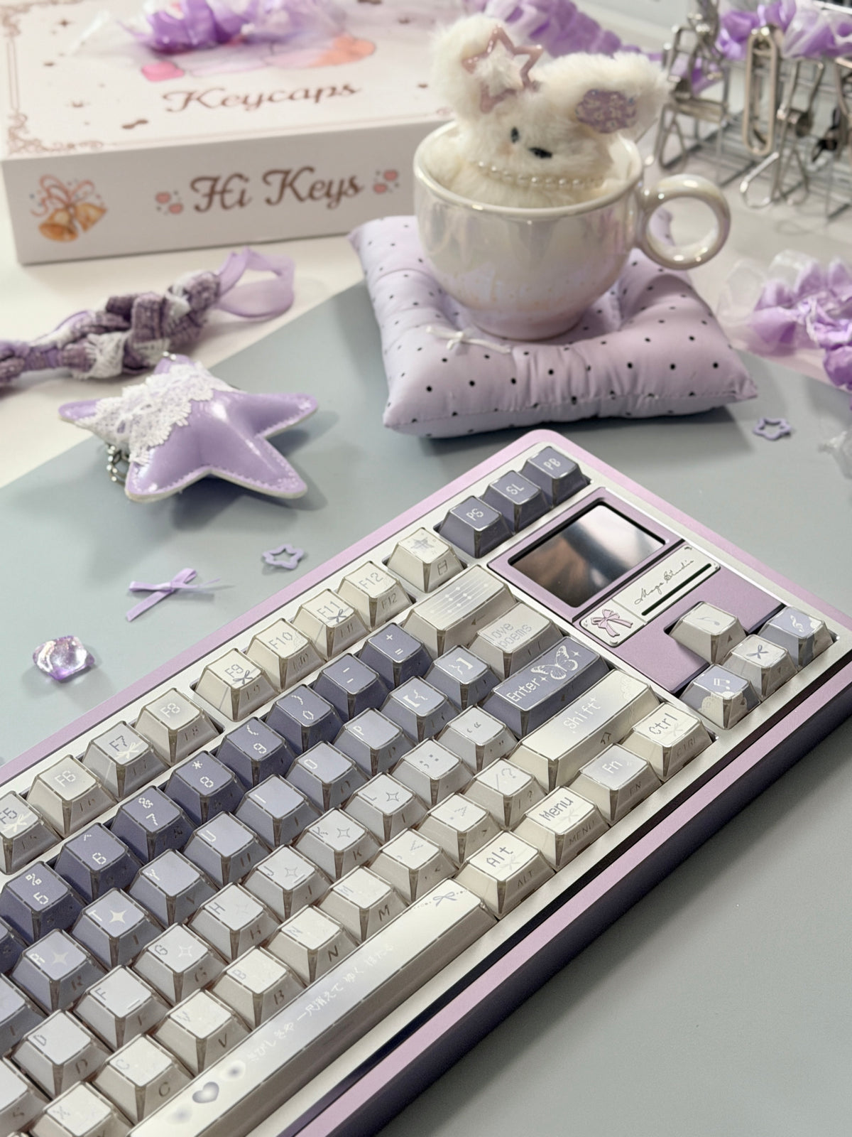 #0304 Lavender Butterfly Dream Keycaps | Pastel Blue Purple Fairycore Mechanical Keyboard Keycaps