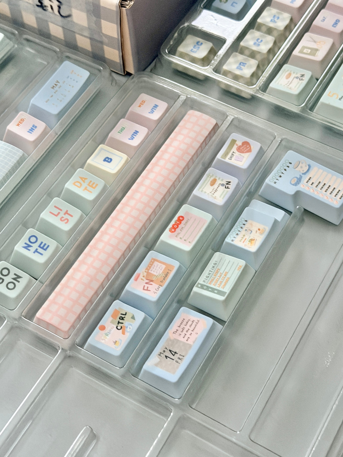 #0309 Love Journal Pastel Blue Creamy Aesthetic Keycaps Set | Cute Diary Theme Mechanical Keyboard Keycaps | Kawaii Office & Study Desk