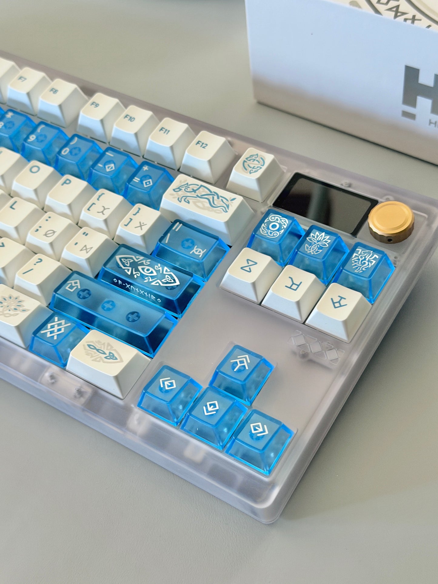 ONLY 1 Instock Prebuilt Custom Mechanical Keyboard ZOOM TKL DYNA Frosted Clear & XVX Eternity Keycaps & TTC Ice Silent Switch