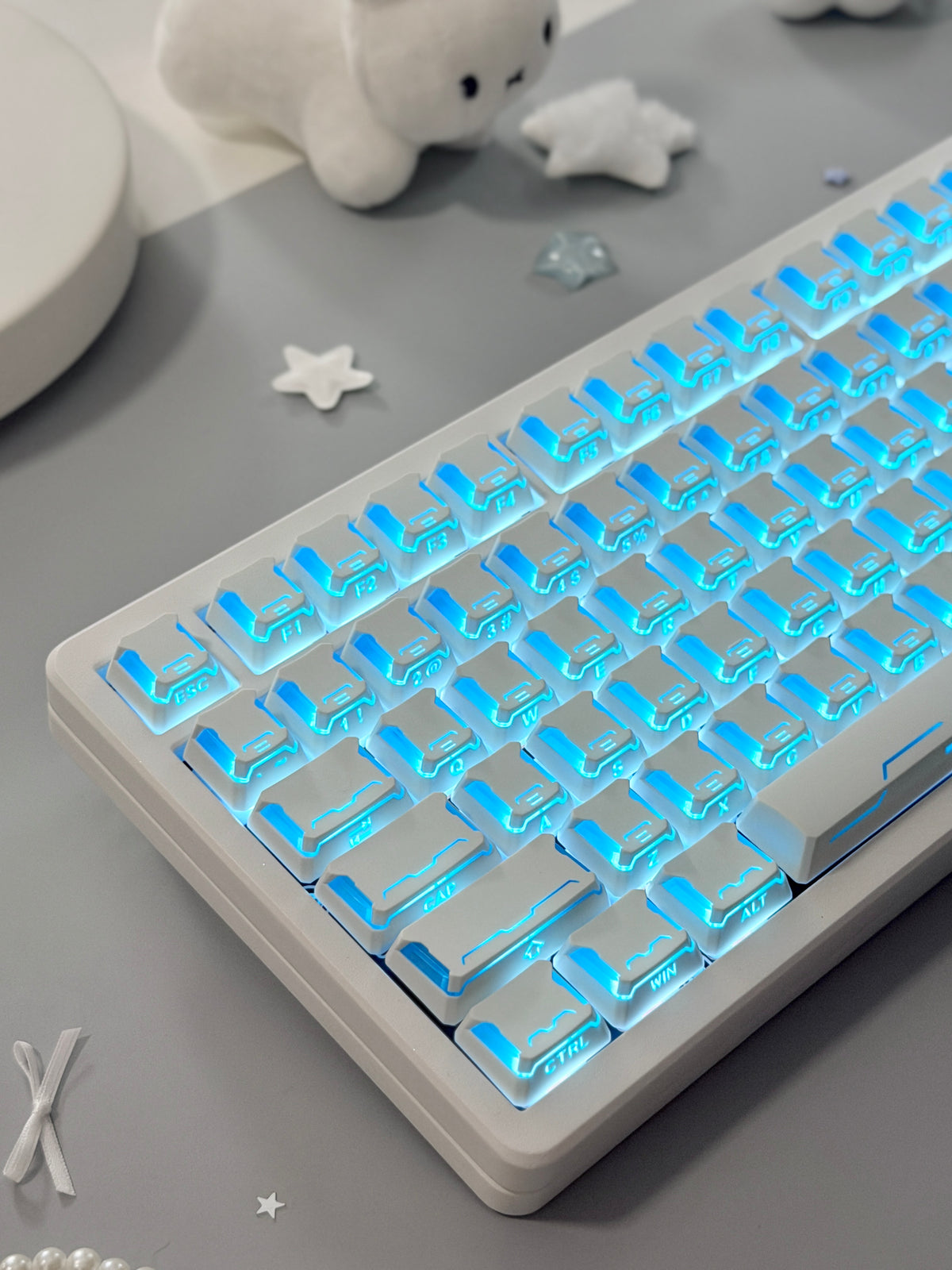 Unboxing ONLY 1 For Clearance WOMIER SK75 TMR White WIRELESS ALUMINUM CUSTOM KEYBOARD & STAR PRISM WHITE-BLUE CHERRY PROFILE SHINE-THROUGH KEYCAP SET