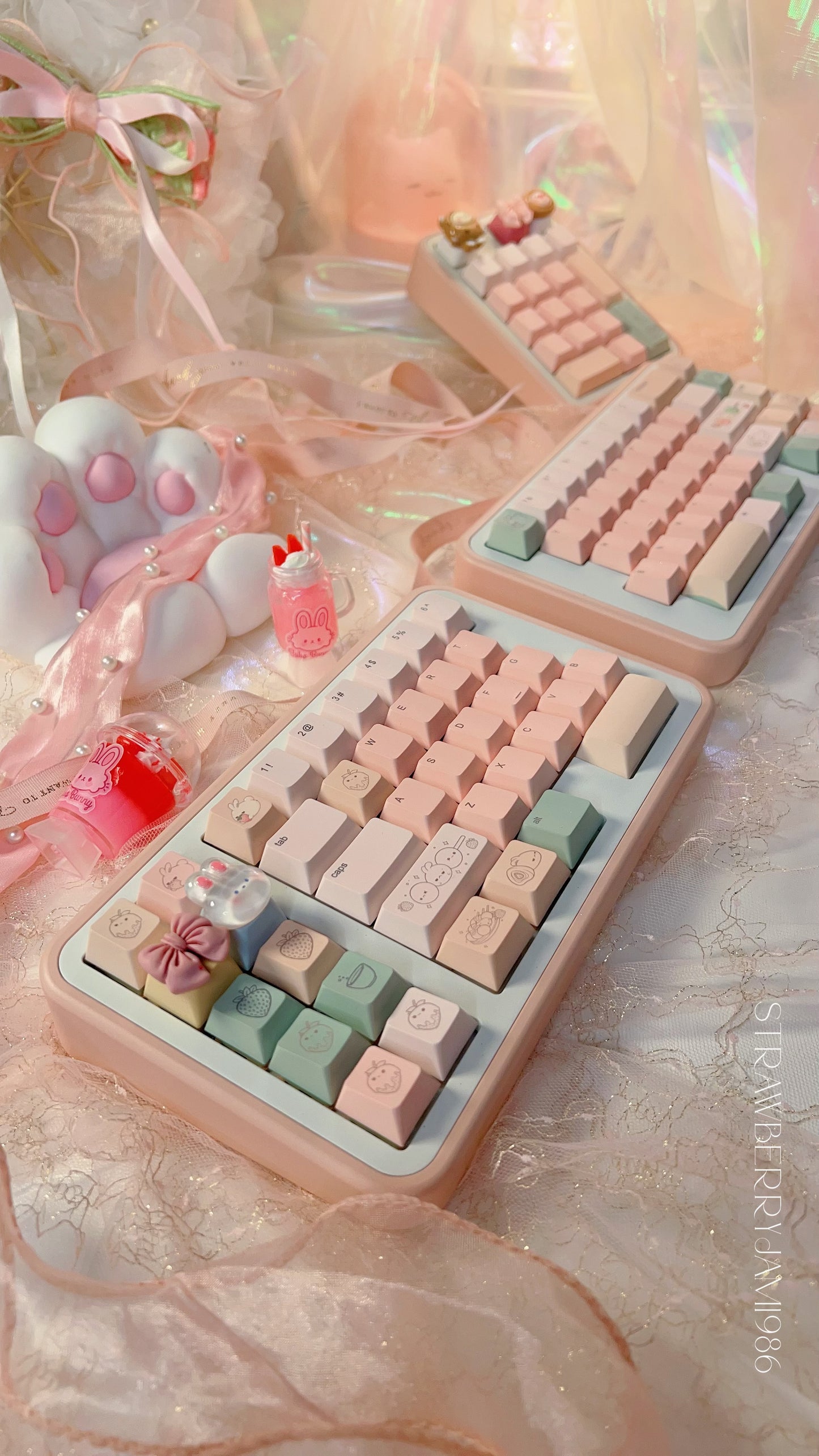 Preorder customized prebuilt peach split keyboard set for lien