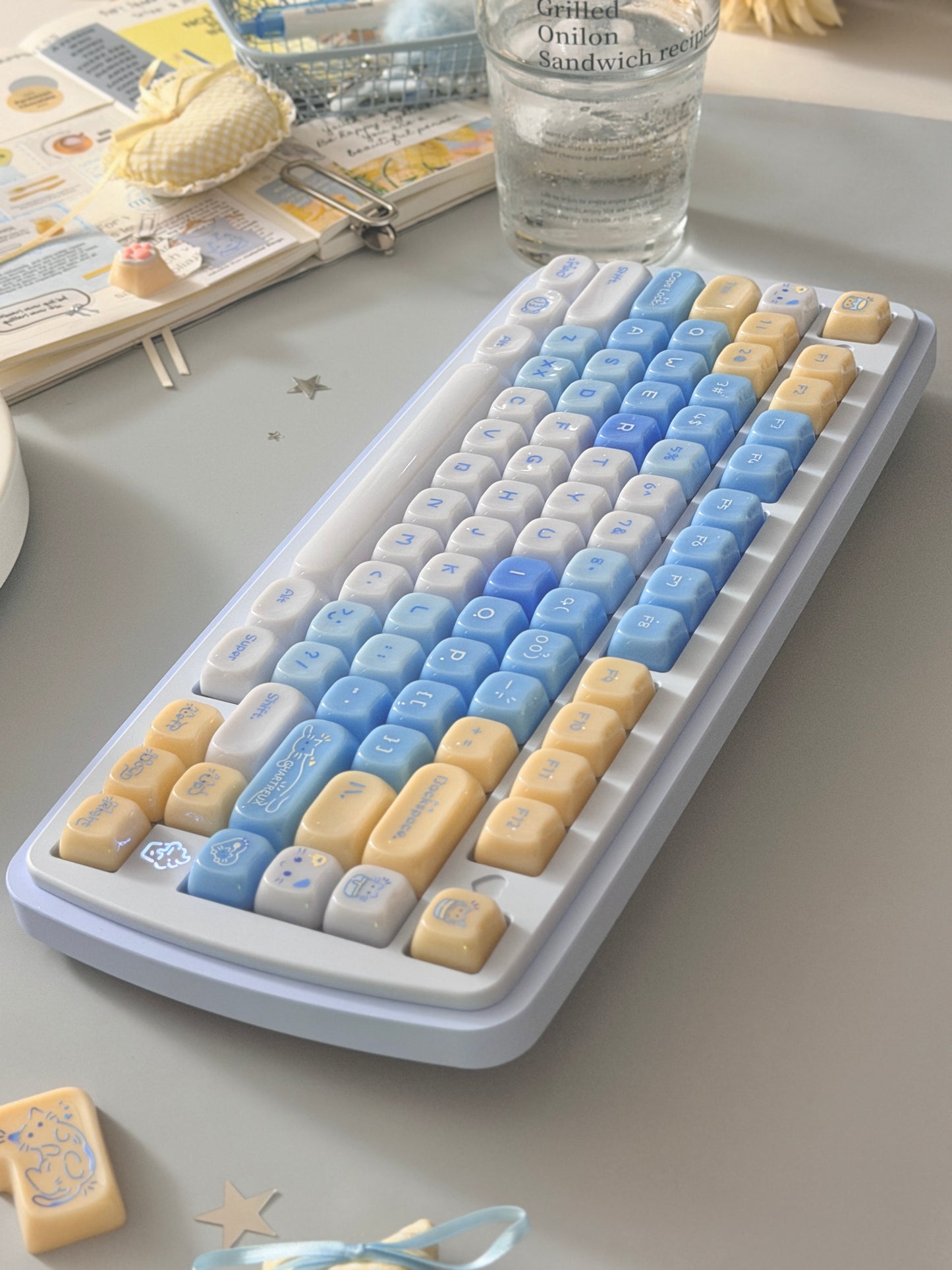 ONLY 1 Instock Prebuilt Aluminum Custom Mechanical Keyboard Yummy75 Blue Set