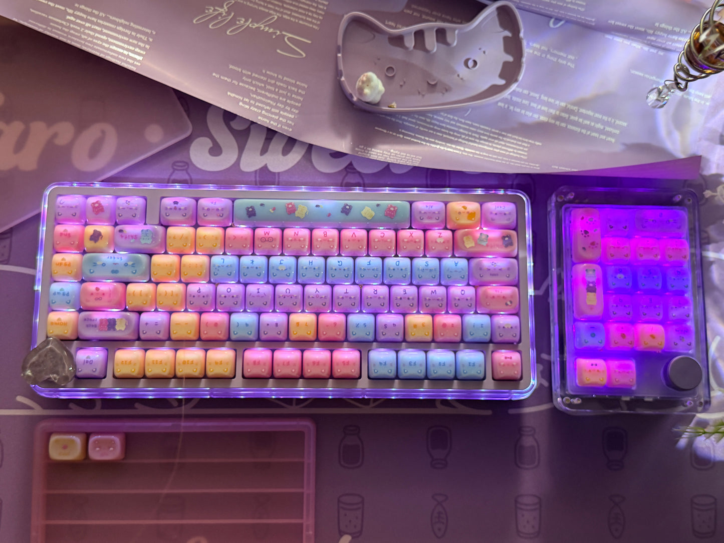 Unboxing Clearance ONLY 1 Instock Meow Pudding PC Keycap Set ➕KiiBOOM Breeze75 Purple Mechanical Keyboard ➕ Phantom 21 Number Pad