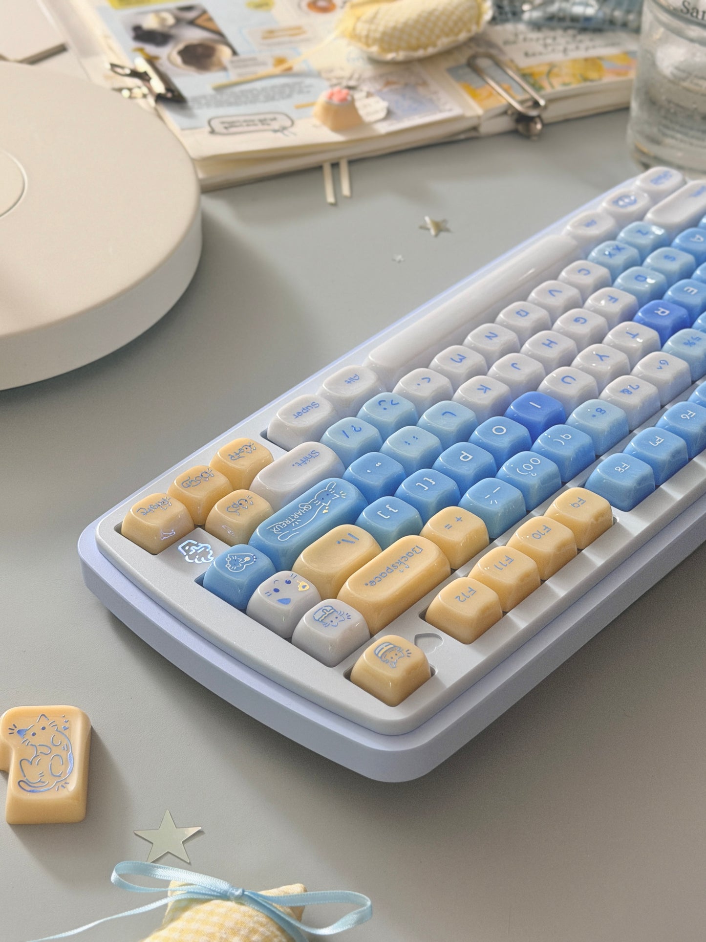 ONLY 1 Instock Prebuilt Aluminum Custom Mechanical Keyboard Yummy75 Blue Set