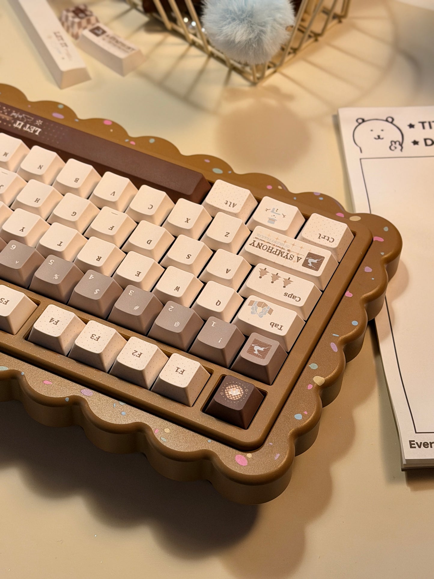 ONLY 1 Instock Prebuilt Aluminum Customized Mechanical Keyboard Cookies75 Brown Sugar Set