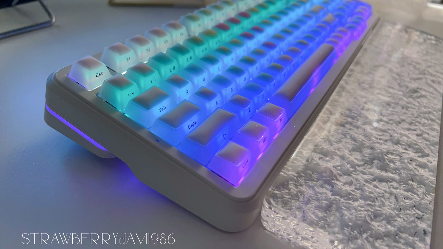 114 Rainbow Fudge Keycaps Fog Clear Silicone Material Soft Bounce Cute Keycaps Cherry Profile 124-key Side-print