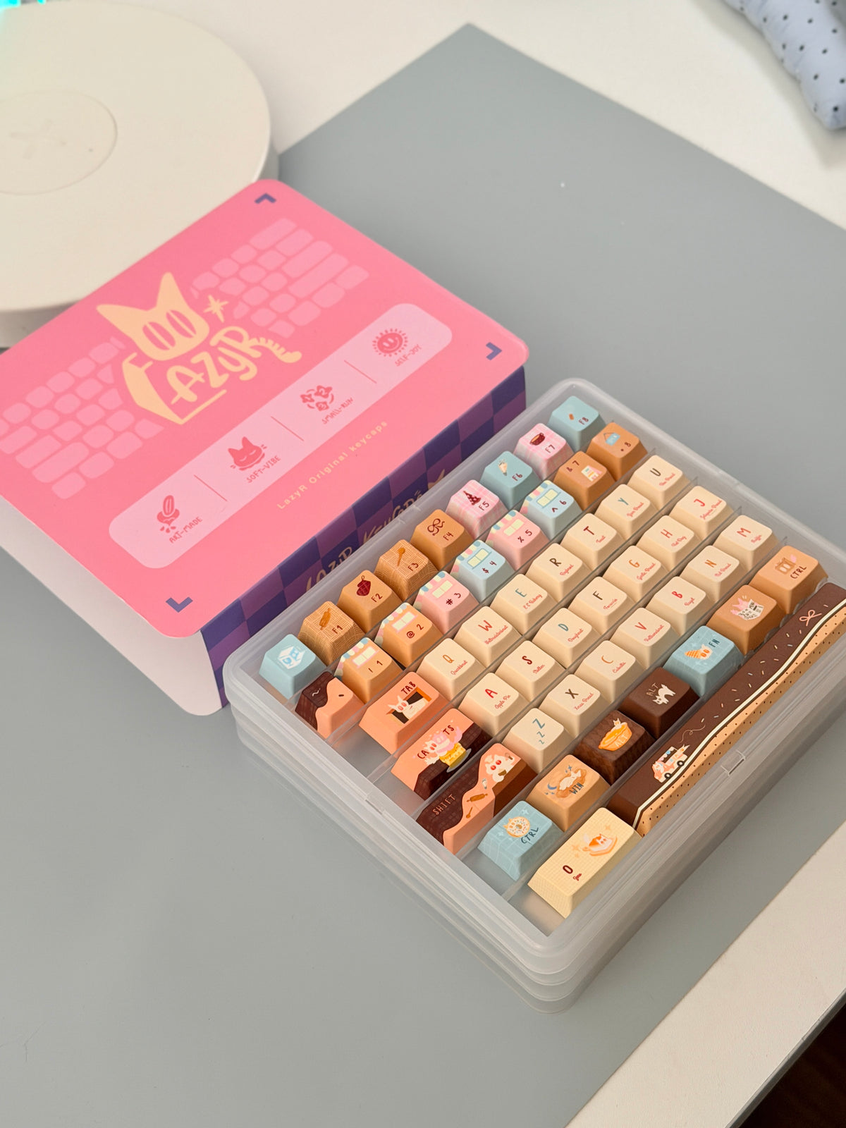 #0307 LazyR Bread Bunny Artisan Keycap | Double-Sided Bread Rabbit Keycap | Cute Bakery-Themed Handmade Keycap for Mechanical Keyboards