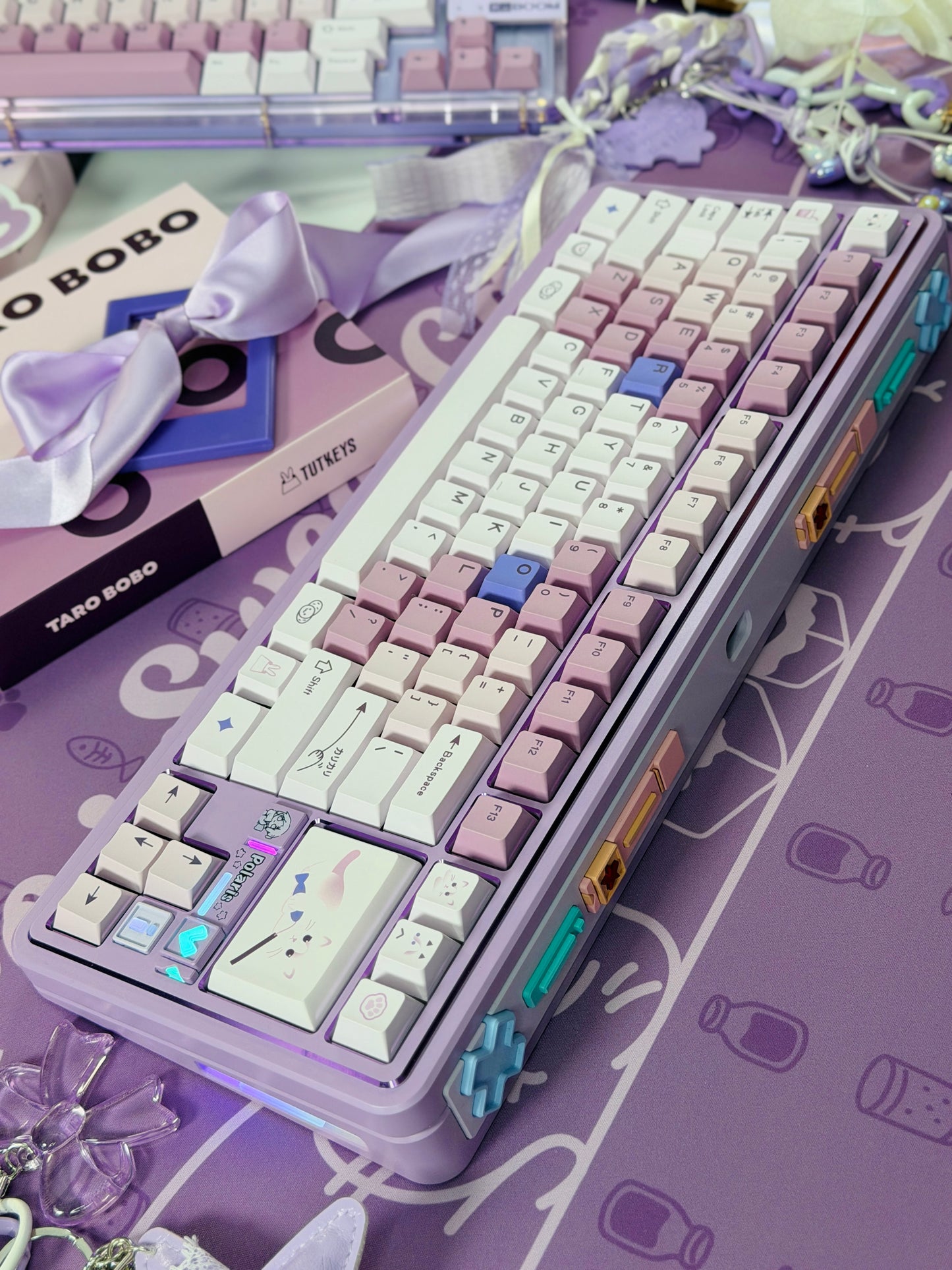 ONLY 1 Instock Prebuilt Aluminum Custom Mechanical Keyboard Polaris80 Purple Set