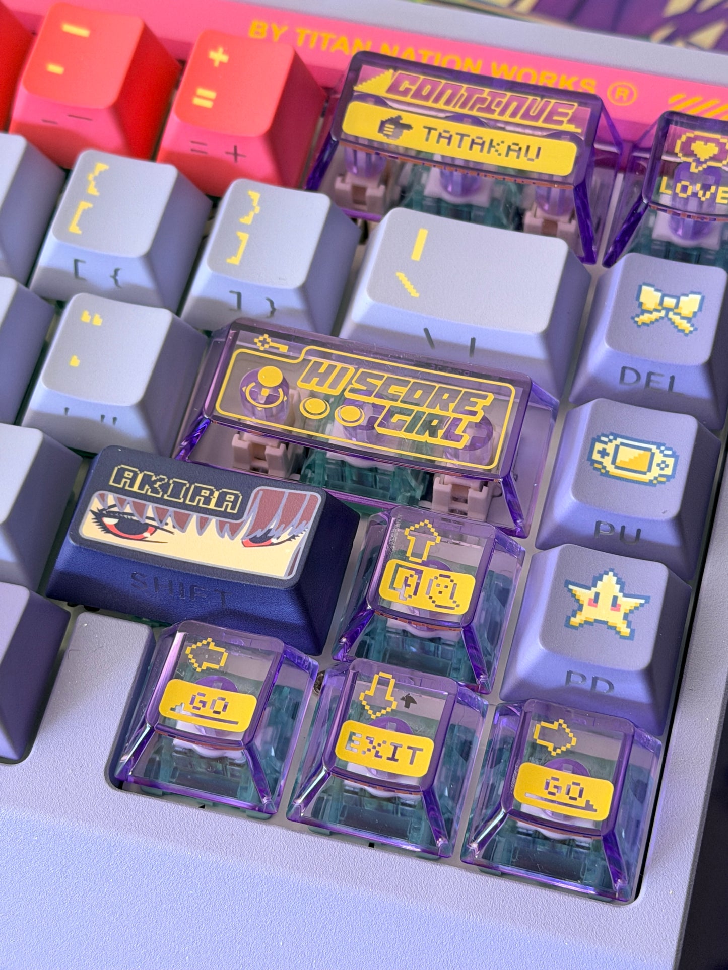 Unboxing Clearance TITAN68HE Purple Pink Magnetic Switch RGB Gaming Keyboard HI SCORE GIRL KEYCAPS