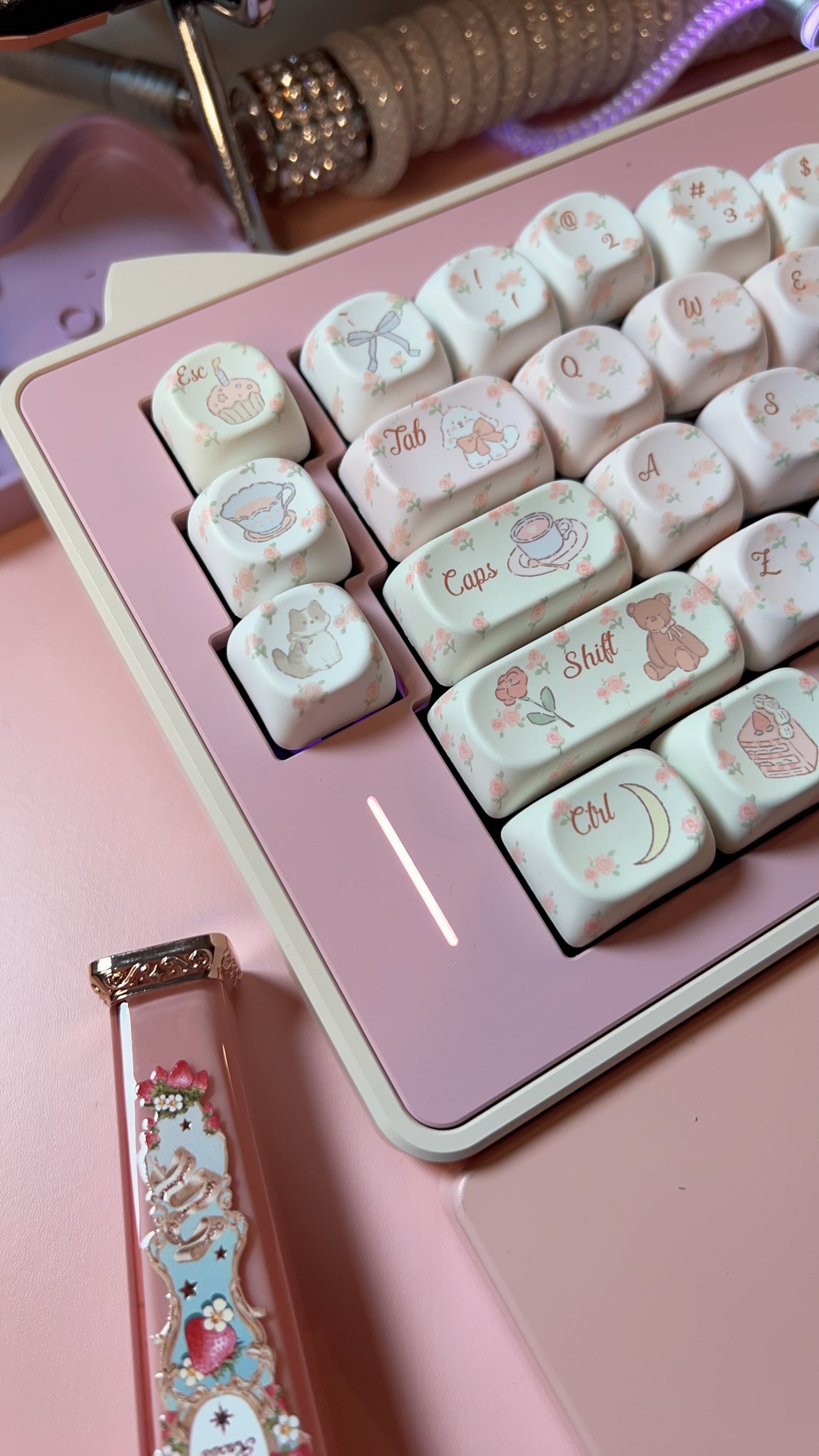 Preorder Kitten Alice Pastel Pink Beige Ergonomic Aluminum Customized Keyboard