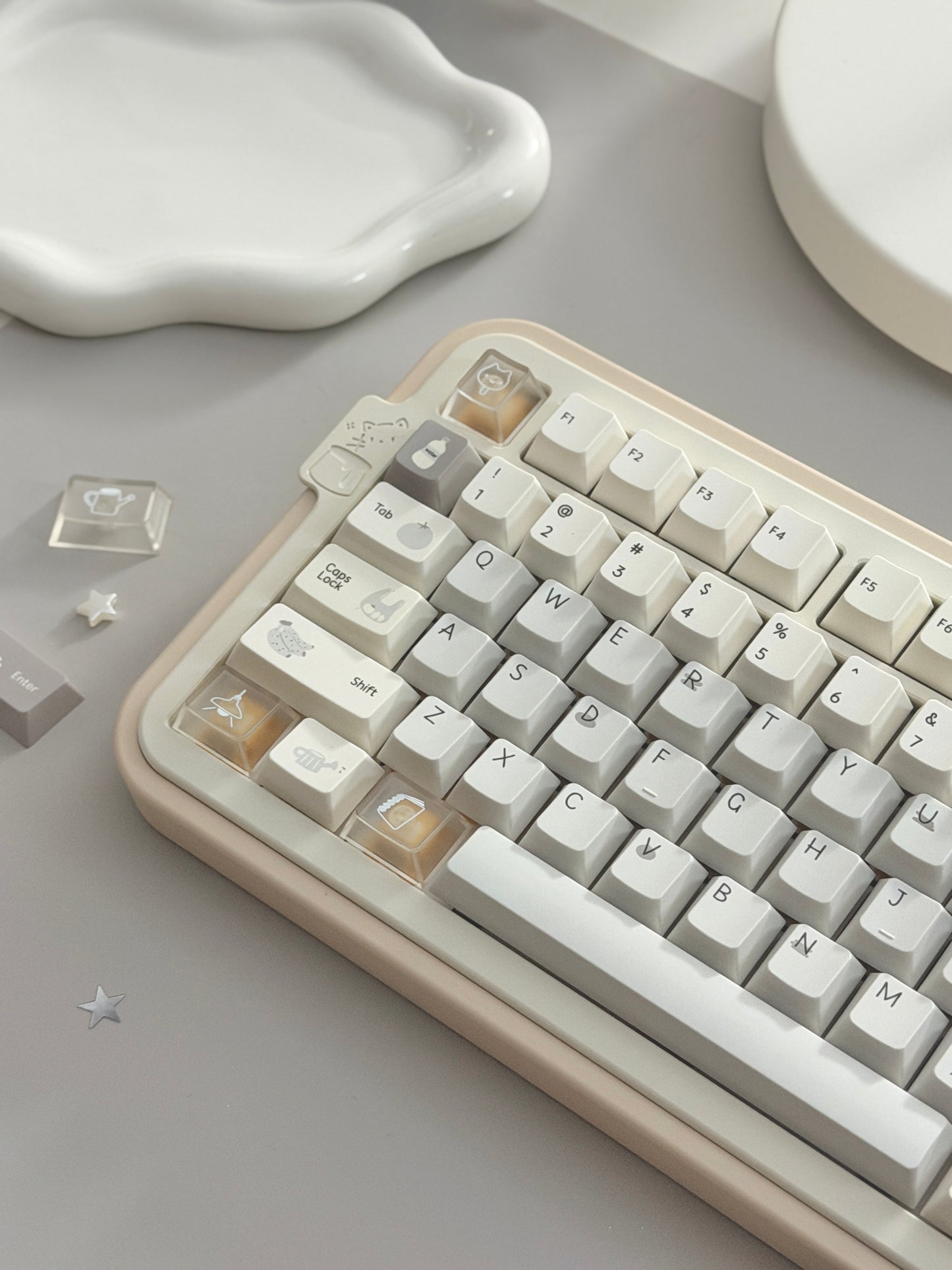#0280 Cream Sticky Notes Simple and Milk White Pale Gray Keycap Cherry Profile