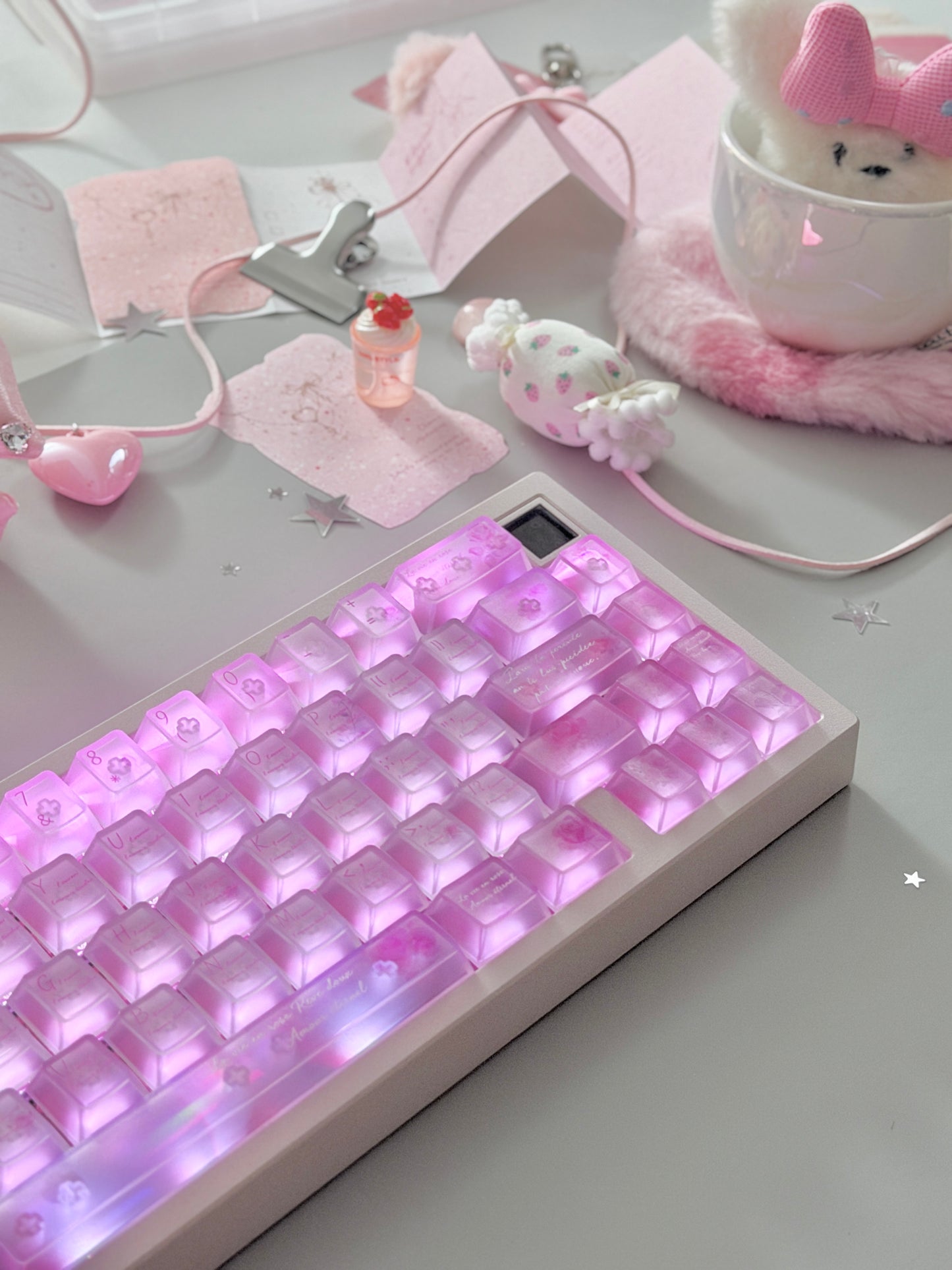 ONLY 1 Instock Prebuilt Aluminum Custom Mechanical Keyboard Meletrix ZOOM65V3 Pink Set