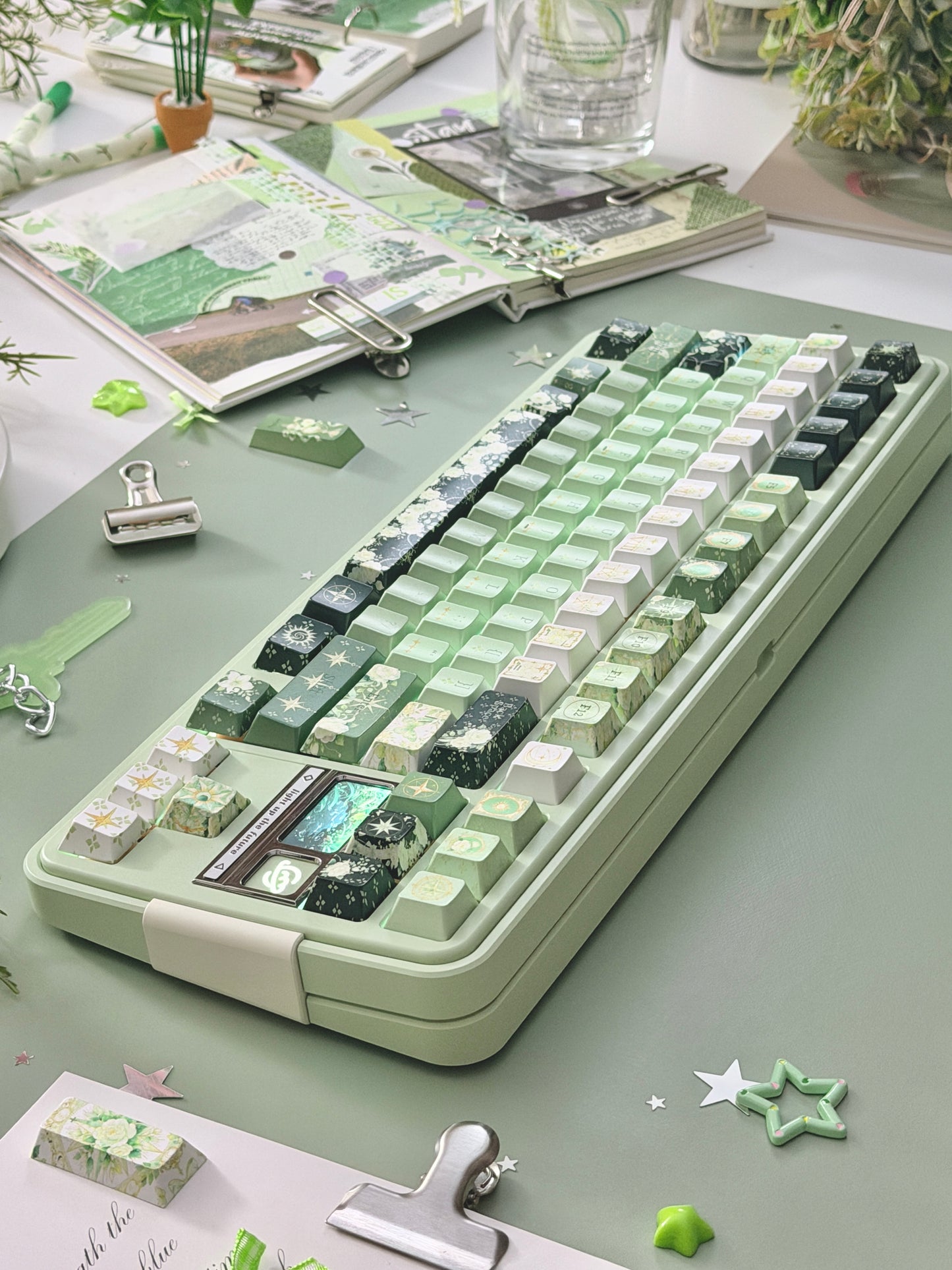 ONLY 1 Instock Prebuilt Aluminum Custom Mechanical Keyboard Bread80 Wireless Matcha Green Set