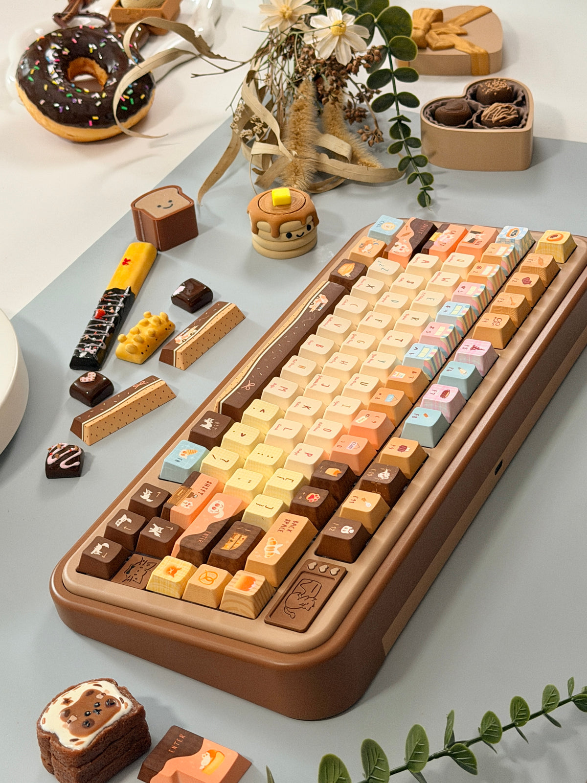#0307 LazyR Bread Bunny Artisan Keycap | Double-Sided Bread Rabbit Keycap | Cute Bakery-Themed Handmade Keycap for Mechanical Keyboards