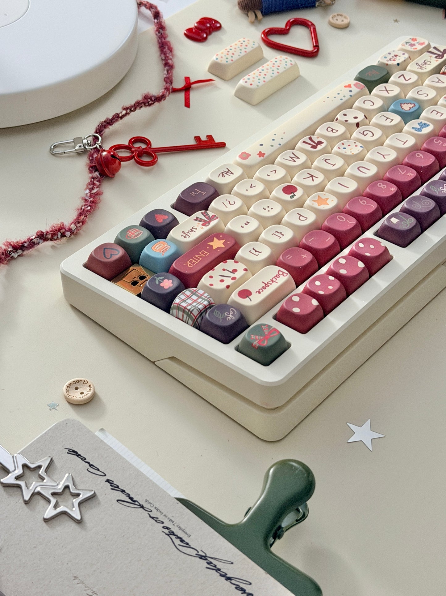 ONLY 1 Instock Prebuilt Aluminum Custom Mechanical Keyboard Buff75 R2 Cream Set