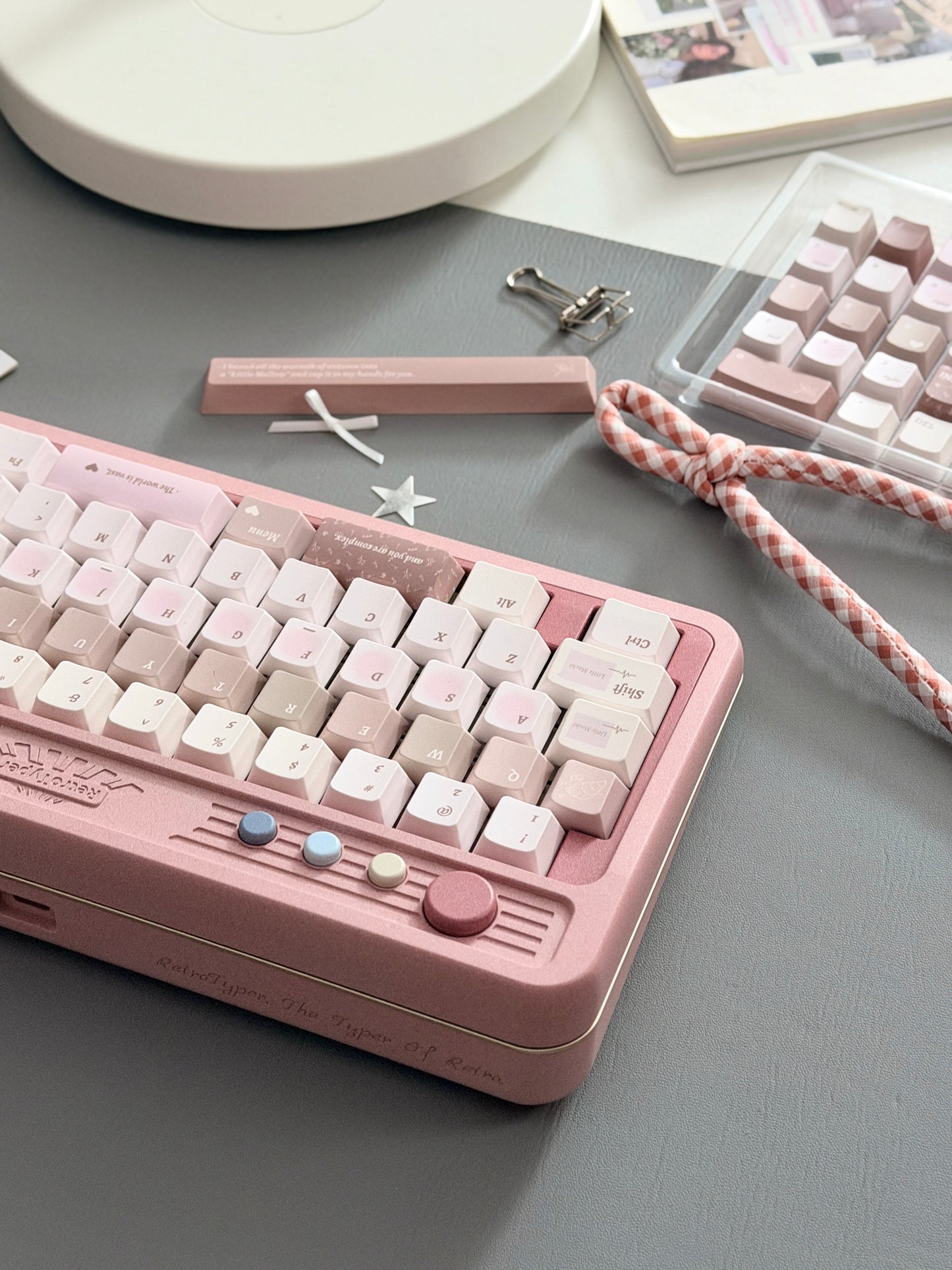 ONLY 1 Instock Prebuilt Aluminum Custom Mechanical Keyboard RT50 Dusty Rose Pink Set