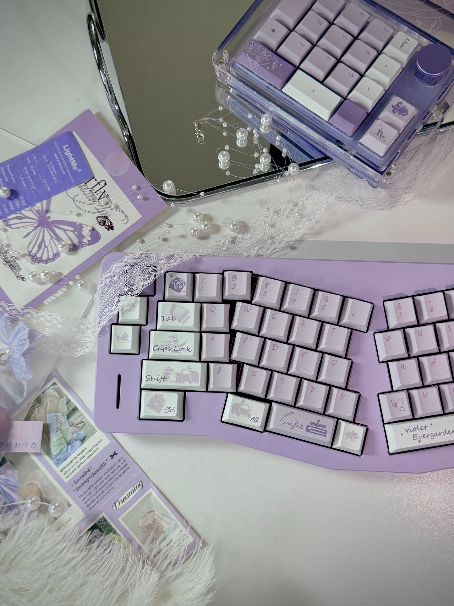 ONLY 1 Instock Prebuilt Aluminum Customized Mechanical Keyboard DIMIALICE Ergonomic Pastel Purple Keyboard Set(not including the KiiBOOM number pad)