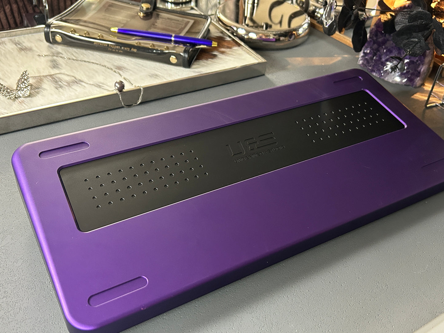 ONLY 1 Instock Prebuilt Aluminum Customized Mechanical Keyboard Targa98 Black Purple Set（not including artisan and shooting decoration）