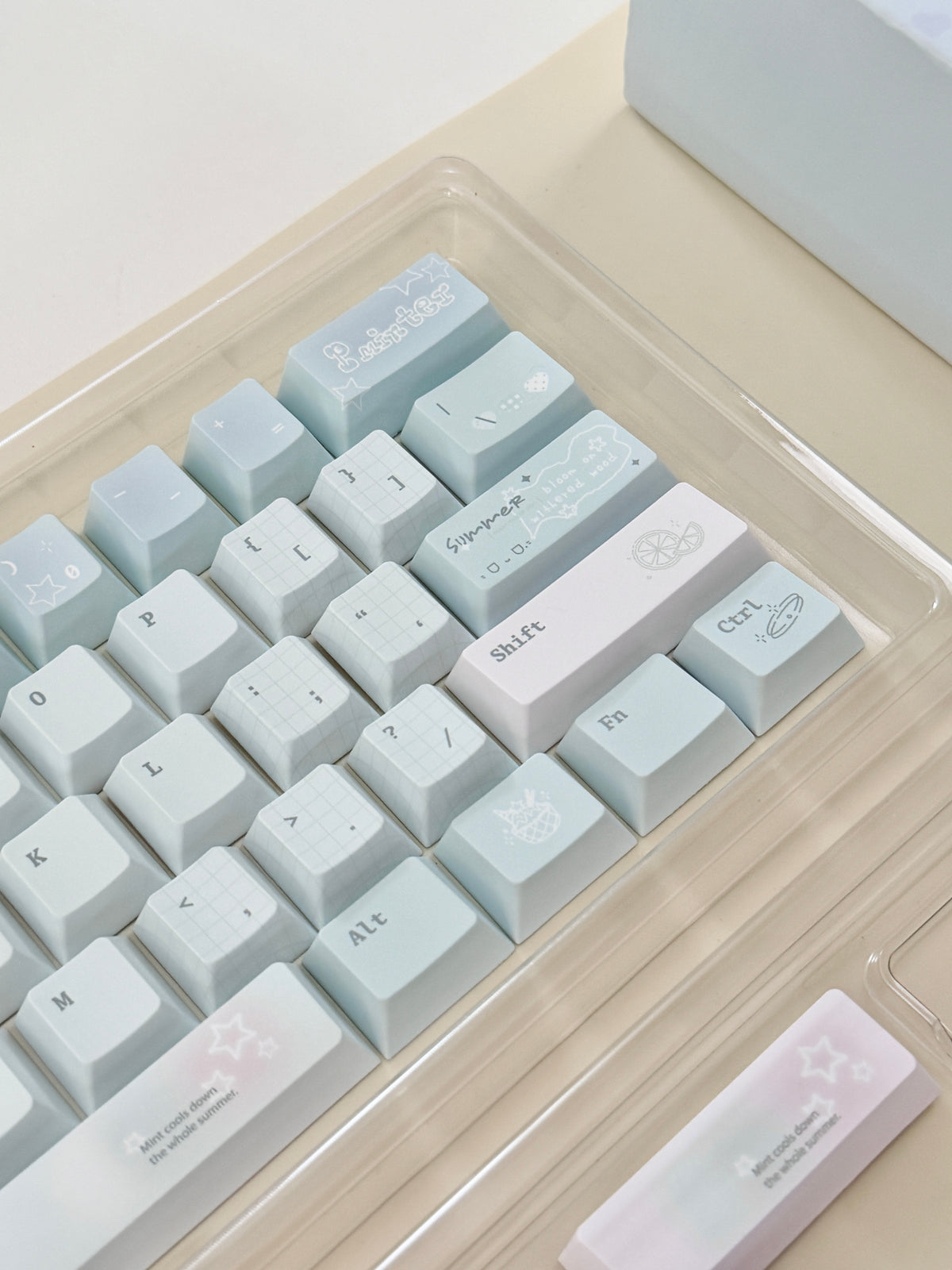 #0305 Ice Mint Jelly Keycaps | Pastel Blue Mint Mechanical Keyboard Keycaps