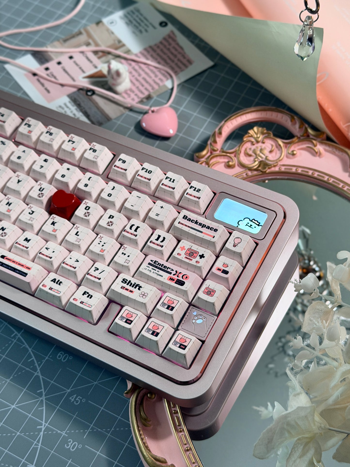 ONLY 1 Instock Prebuilt Aluminum Custom Mechanical Keyboard Bear75 Pink Anodized Set