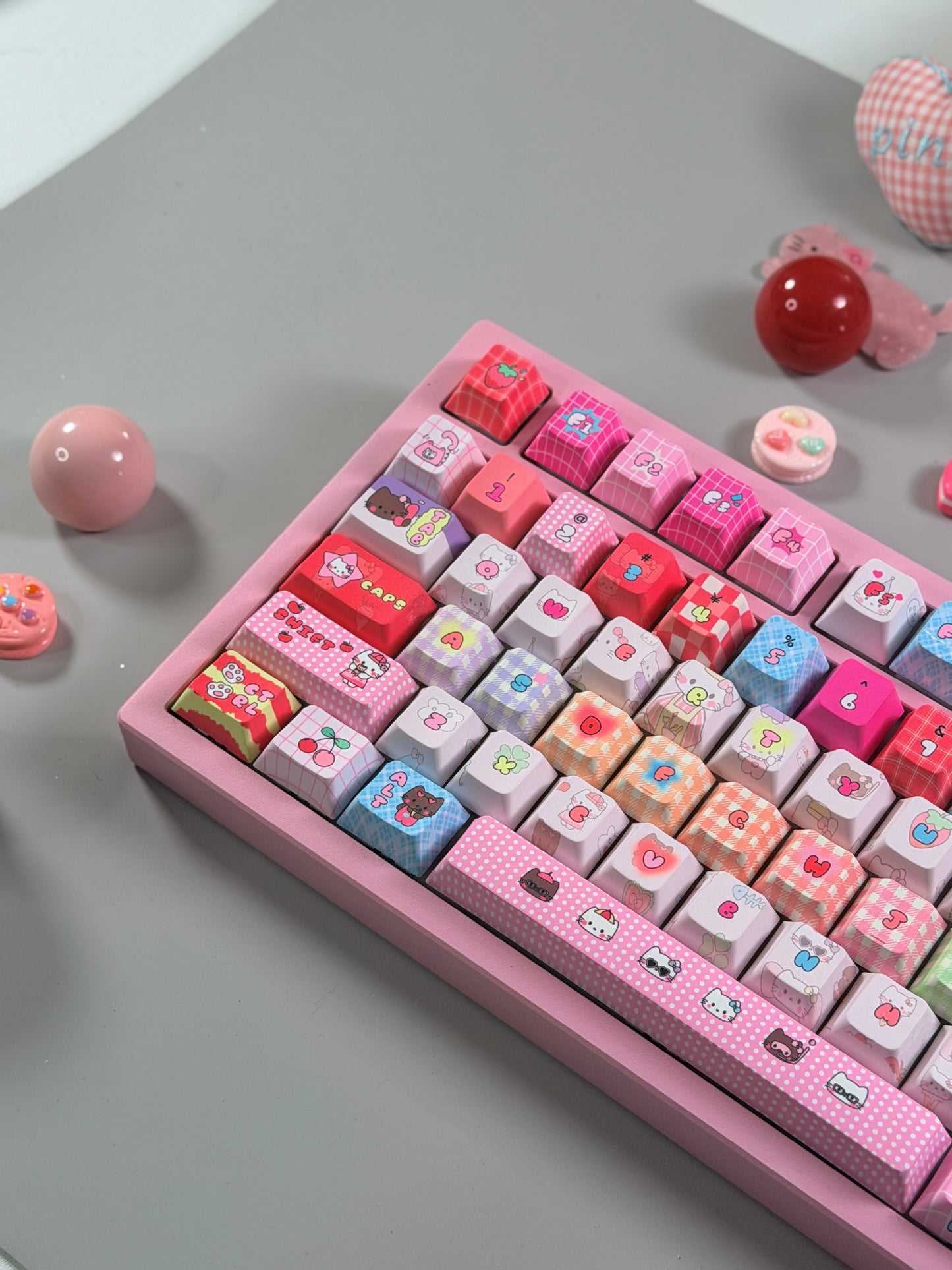 Unboxing Clearance ONLY 1 Instock Prebuilt Galaxy80 Pink Aluminum Customized Mechanical Keyboard + Kitty keycap Set
