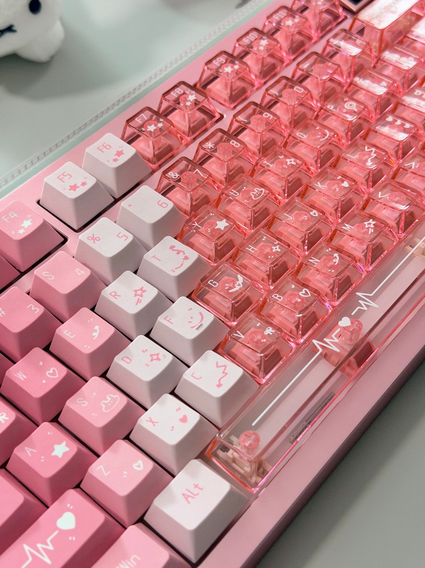 ONLY 1 Unboxing Clearance Anodized Pink GLOW75 DIY Kit &DuoChrome Keycaps & Silent Linear Switches