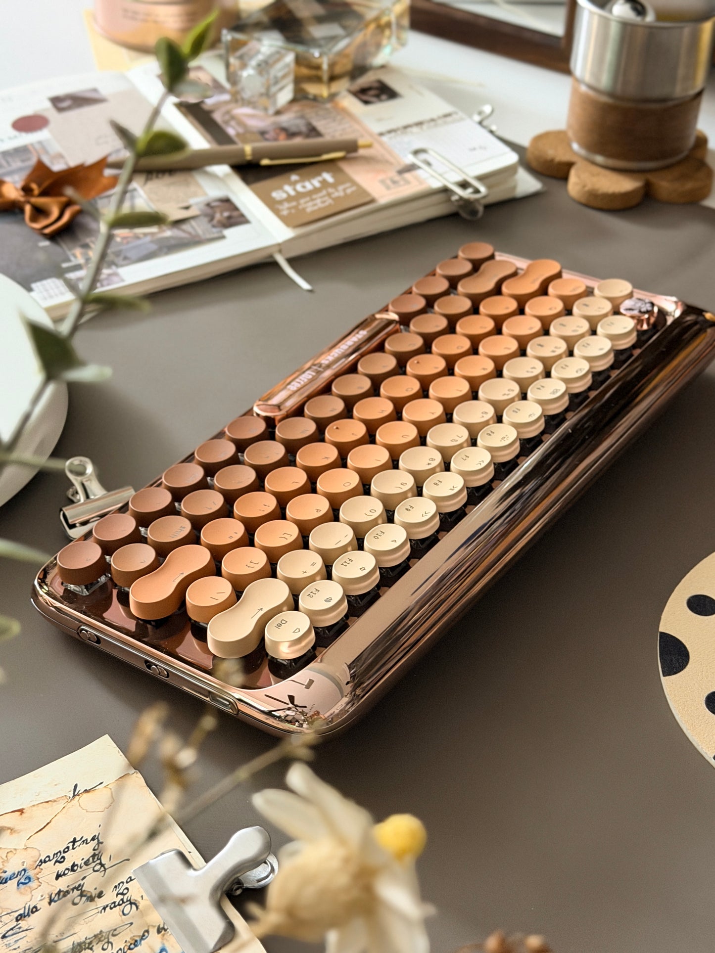 Lofree DOT Coffee Theme Mechanical Keyboard Set For Windows/Mac Tablet Office Bluetooth
