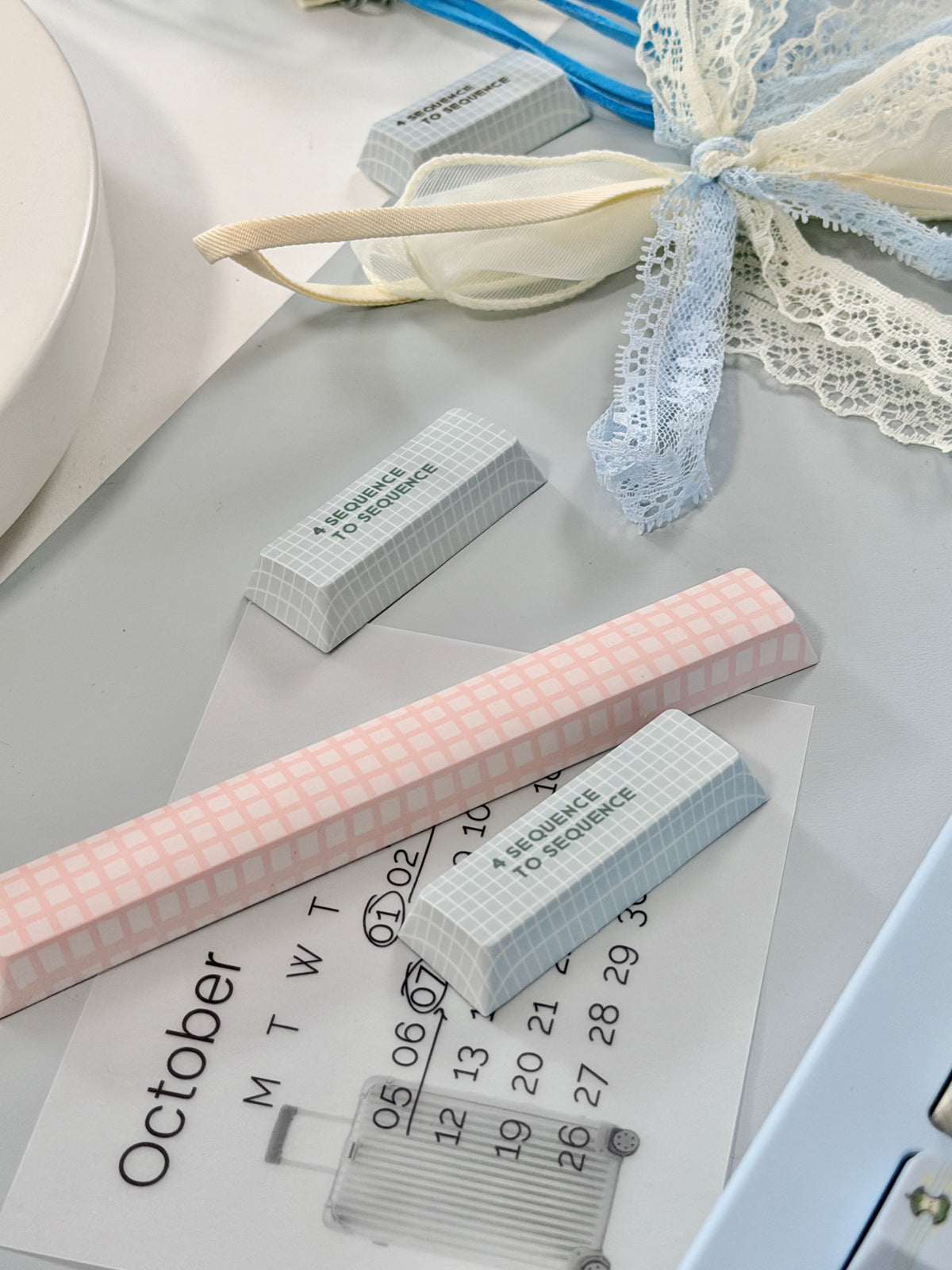 #0309 Love Journal Pastel Blue Creamy Aesthetic Keycaps Set | Cute Diary Theme Mechanical Keyboard Keycaps | Kawaii Office & Study Desk
