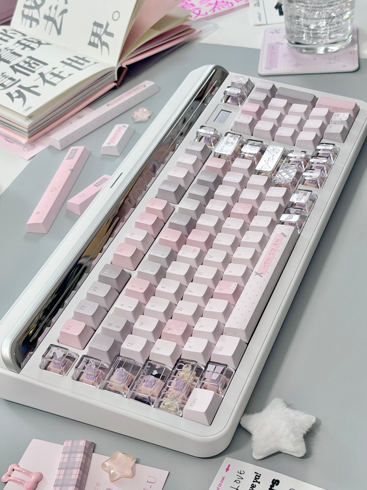 #0310 YOLO Pale Pink Light Gray Aesthetic Keycaps Set | Cute Mechanical Keyboard Keycaps