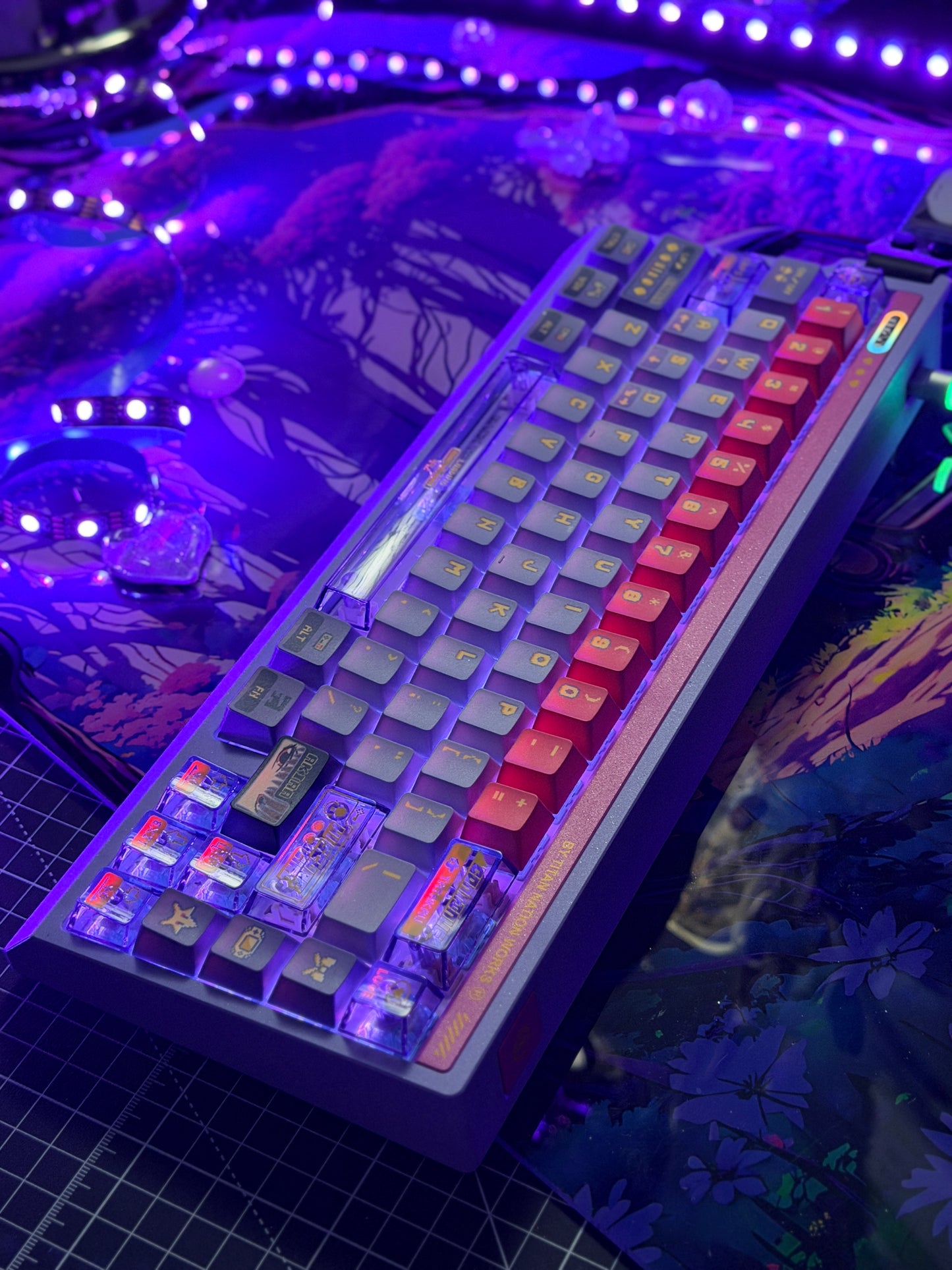 Unboxing Clearance TITAN68HE Purple Pink Magnetic Switch RGB Gaming Keyboard HI SCORE GIRL KEYCAPS