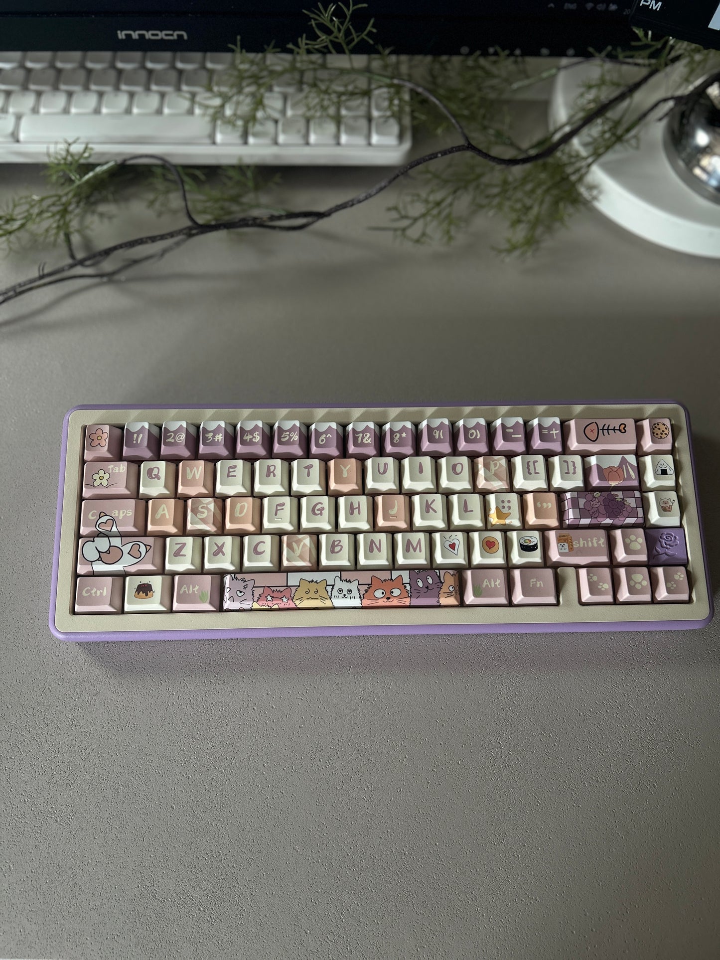 ONLY 1 Instock Prebuilt Aluminum Customized Mechanical Keyboard Rose65 Purple Creamy Thocky Set