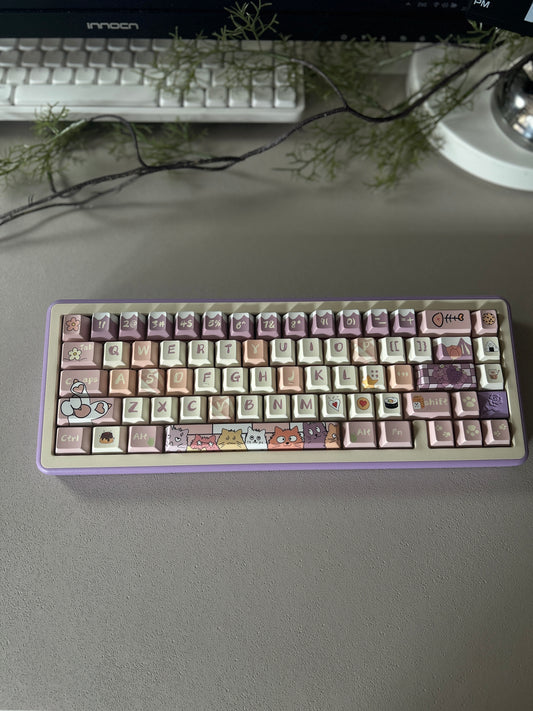 ONLY 1 Instock Prebuilt Aluminum Customized Mechanical Keyboard Rose65 Purple Creamy Thocky Set